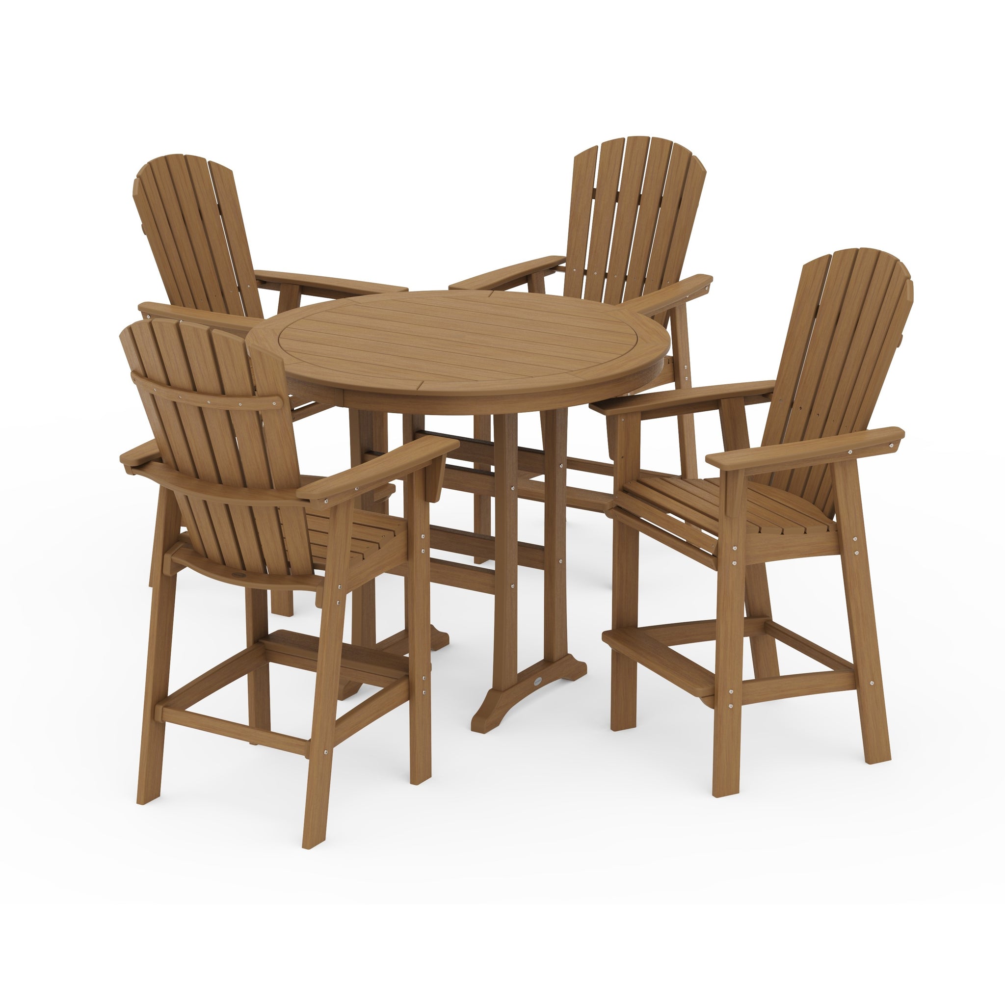 Nautical Curveback Adirondack 5-Piece Round Trestle Bar Set