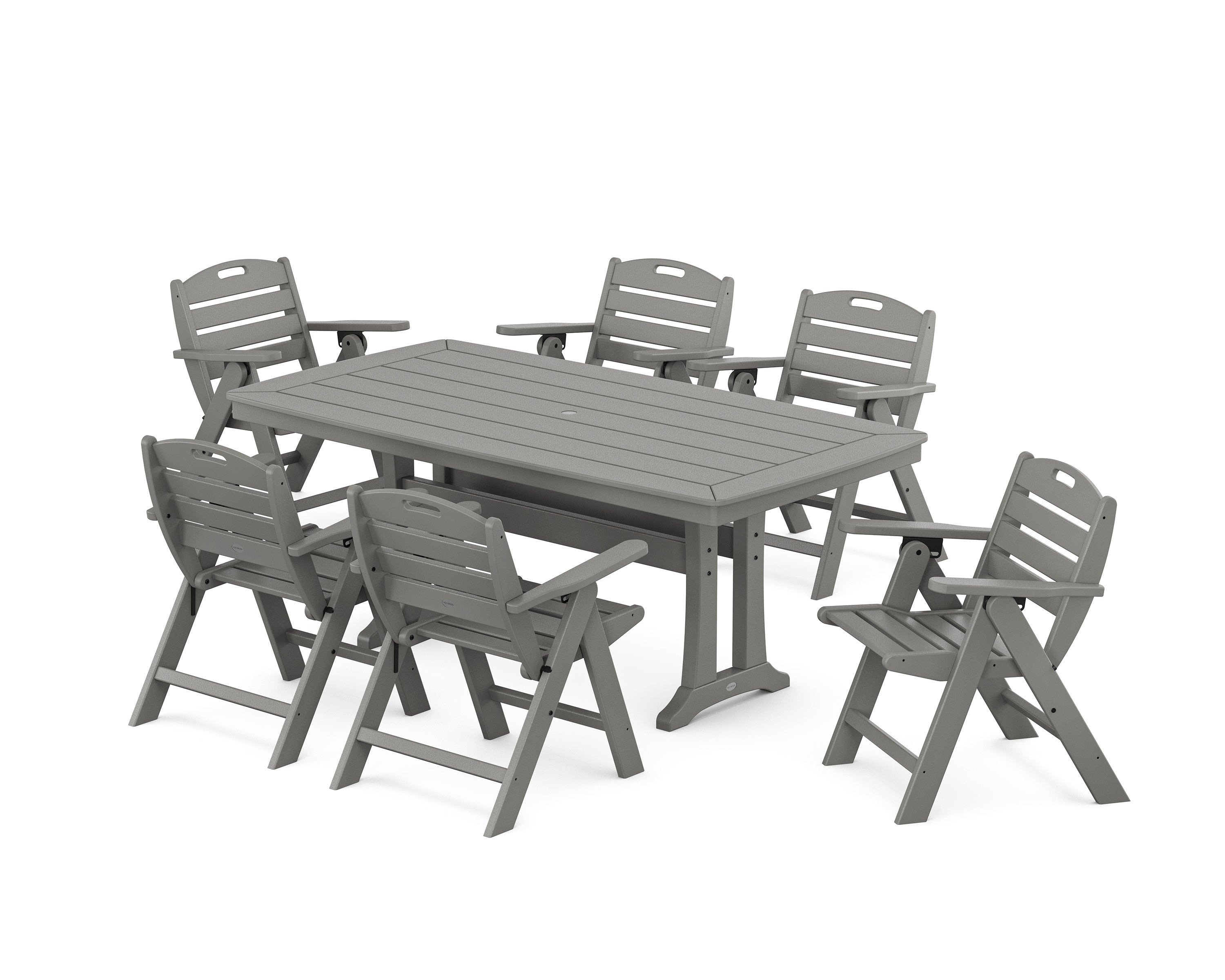 Nautical Lowback 7-Piece Dining Set with Trestle Legs