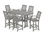 Chinoiserie Arm Chair 7-Piece Bar Set with Trestle Legs
