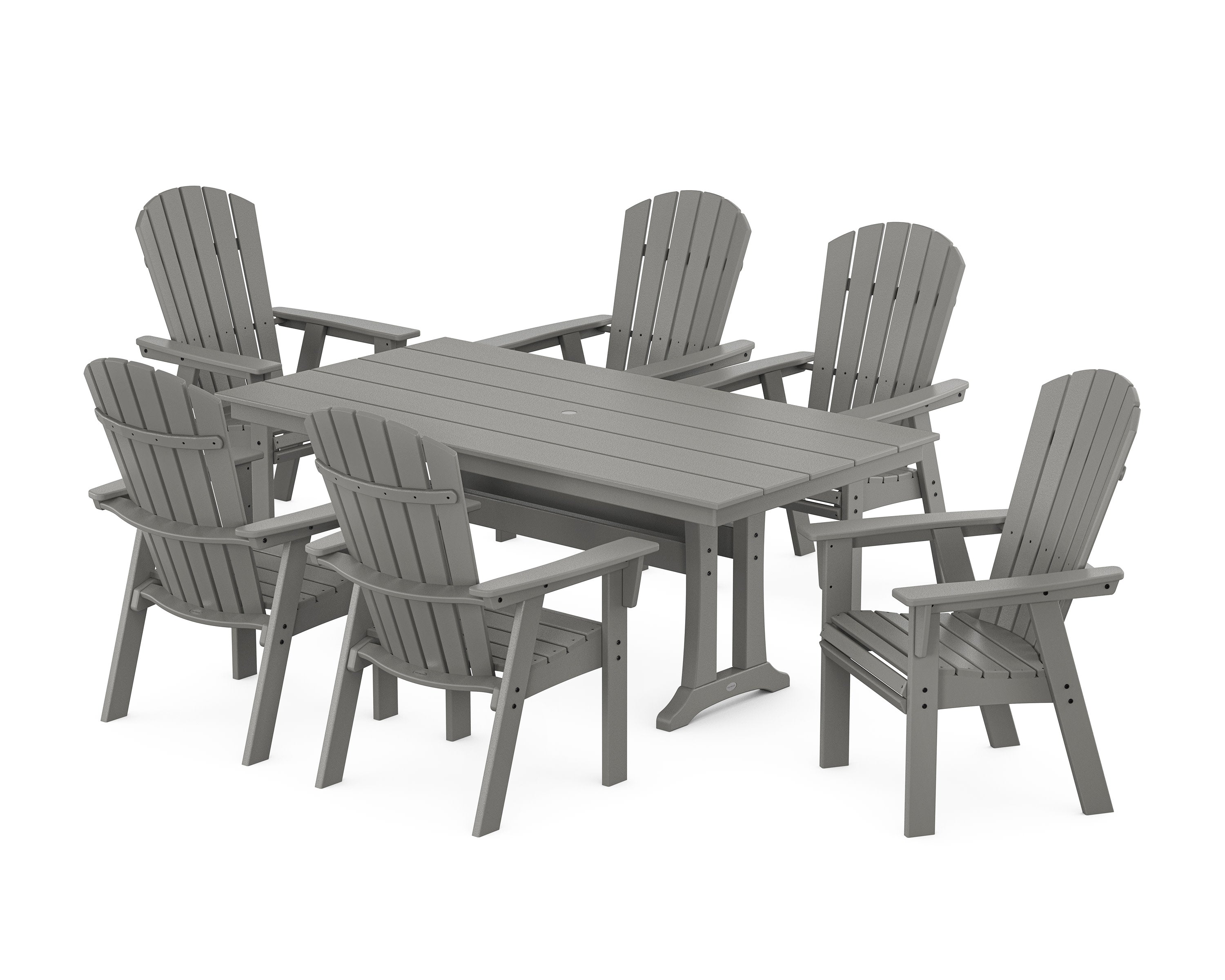 Nautical Curveback Adirondack 7-Piece Farmhouse Dining Set with Trestle Legs