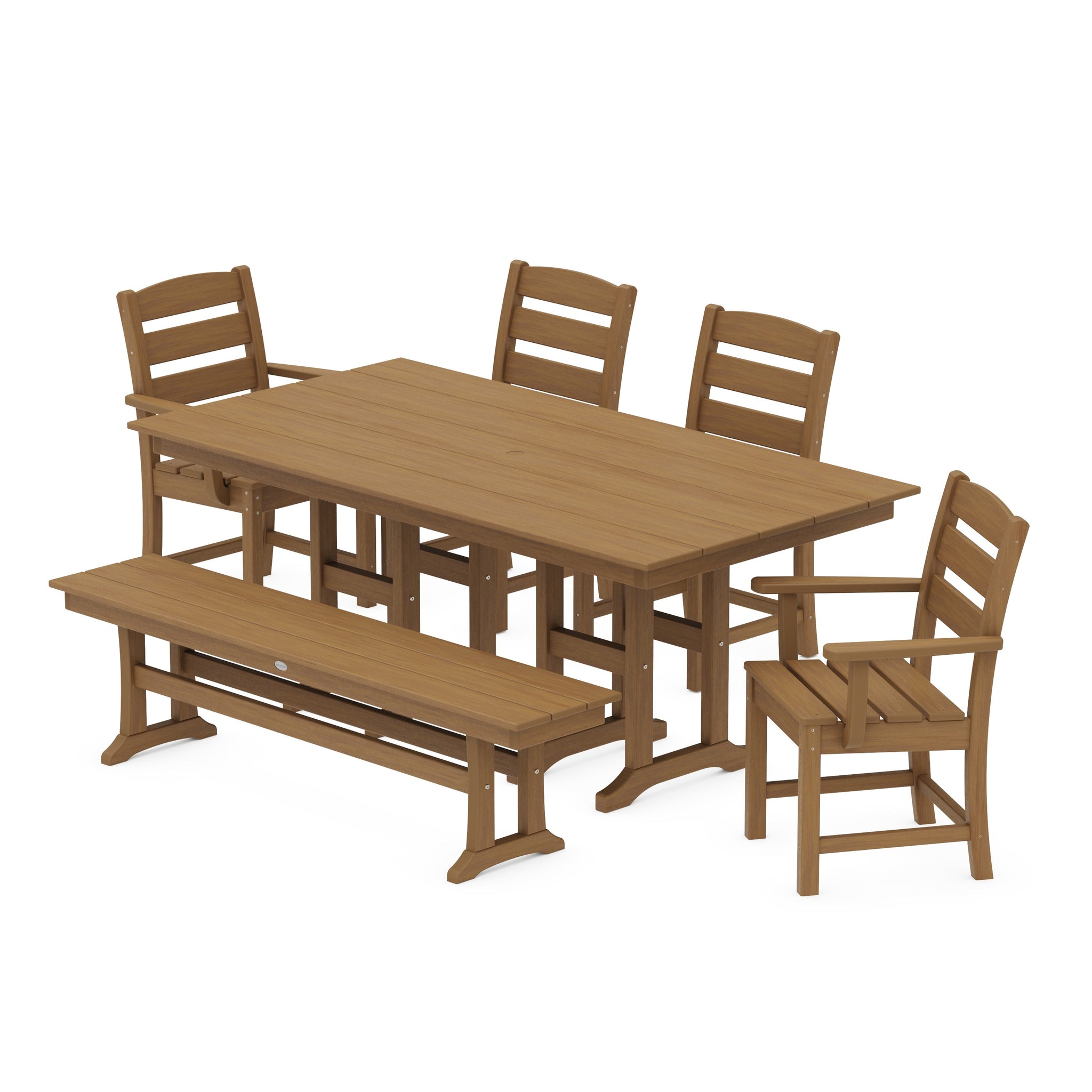 Lakeside 6-Piece Farmhouse Dining Set with Bench