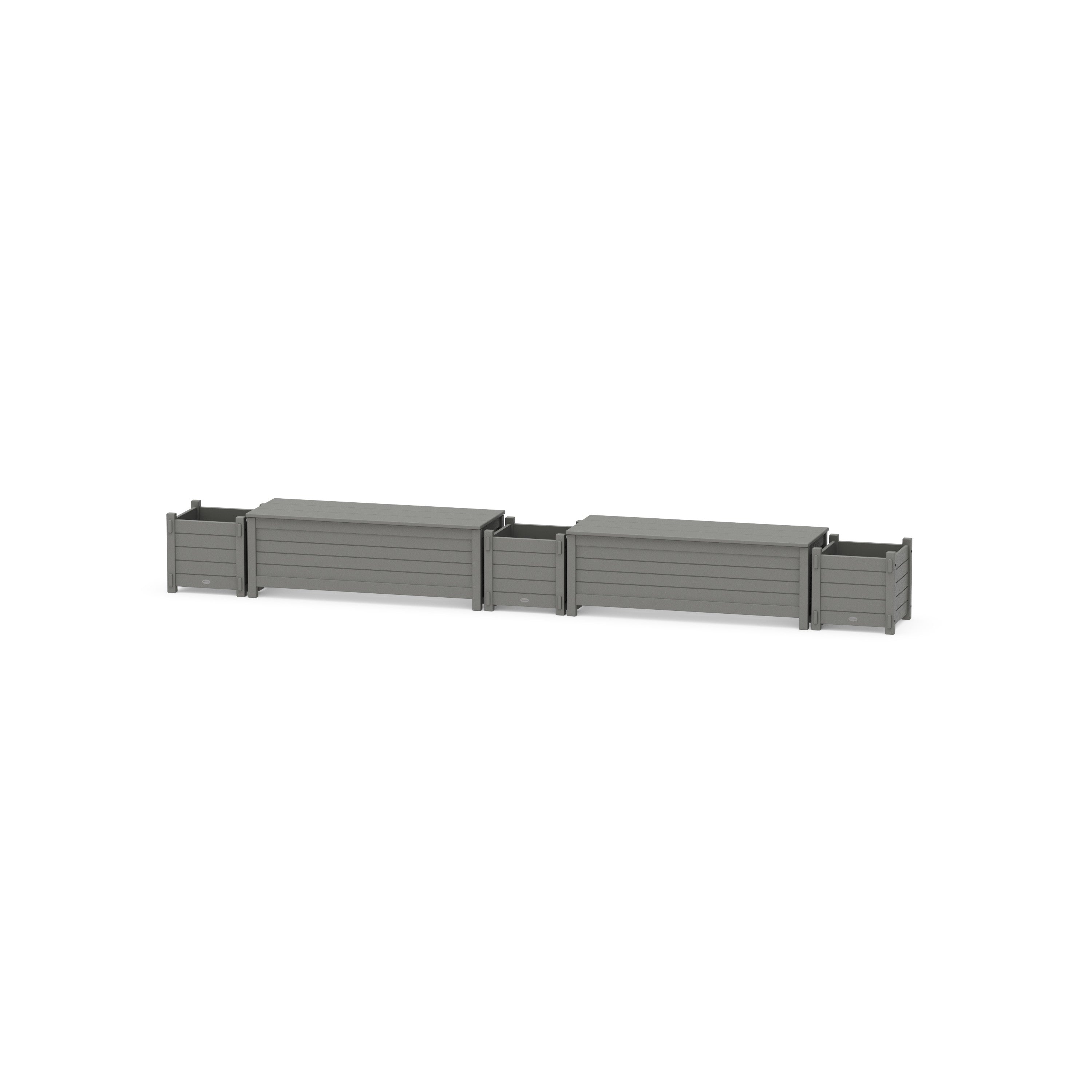 48" Nautical Straight Double Planter Storage Bench Set