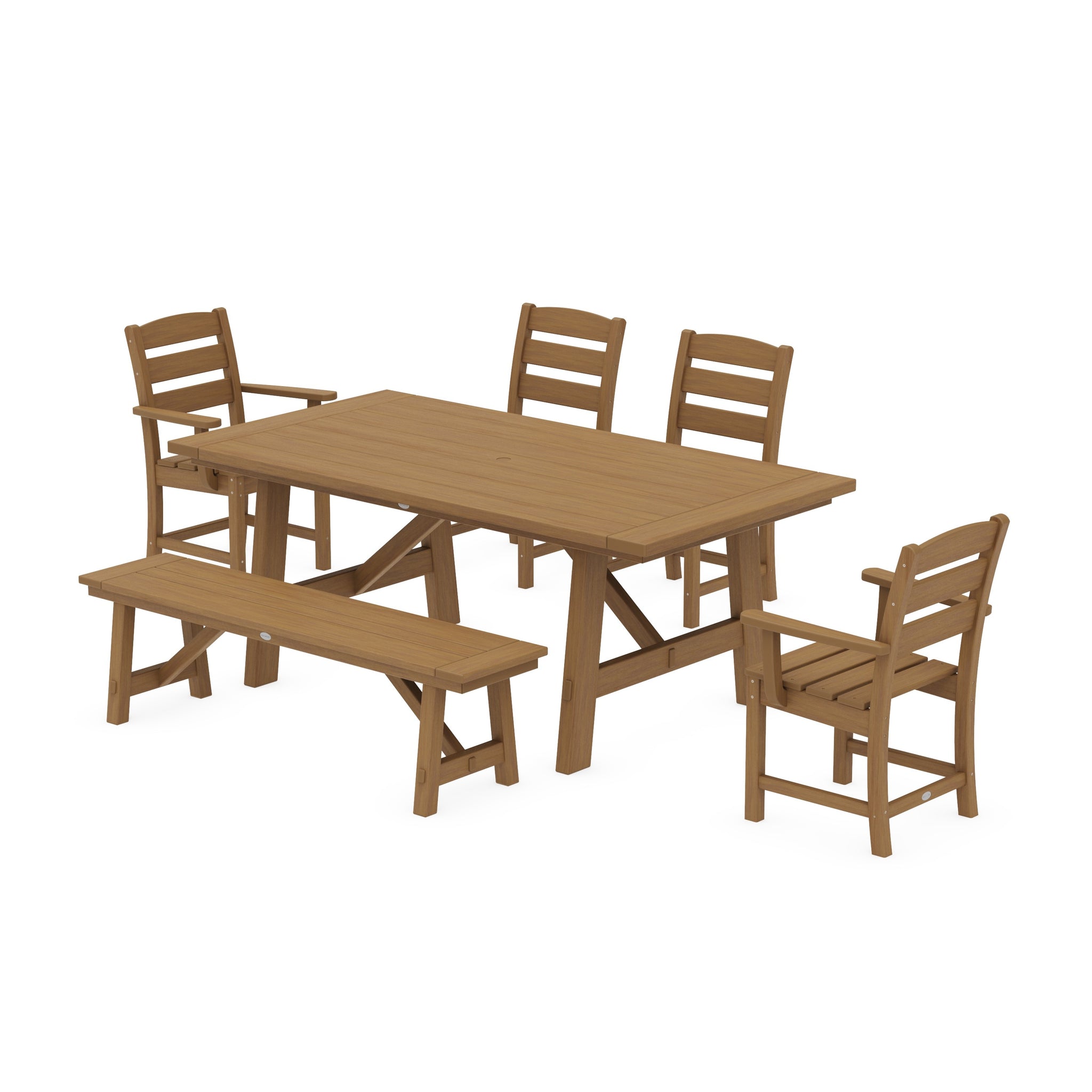 Lakeside 6-Piece Rustic Farmhouse Dining Set With Bench