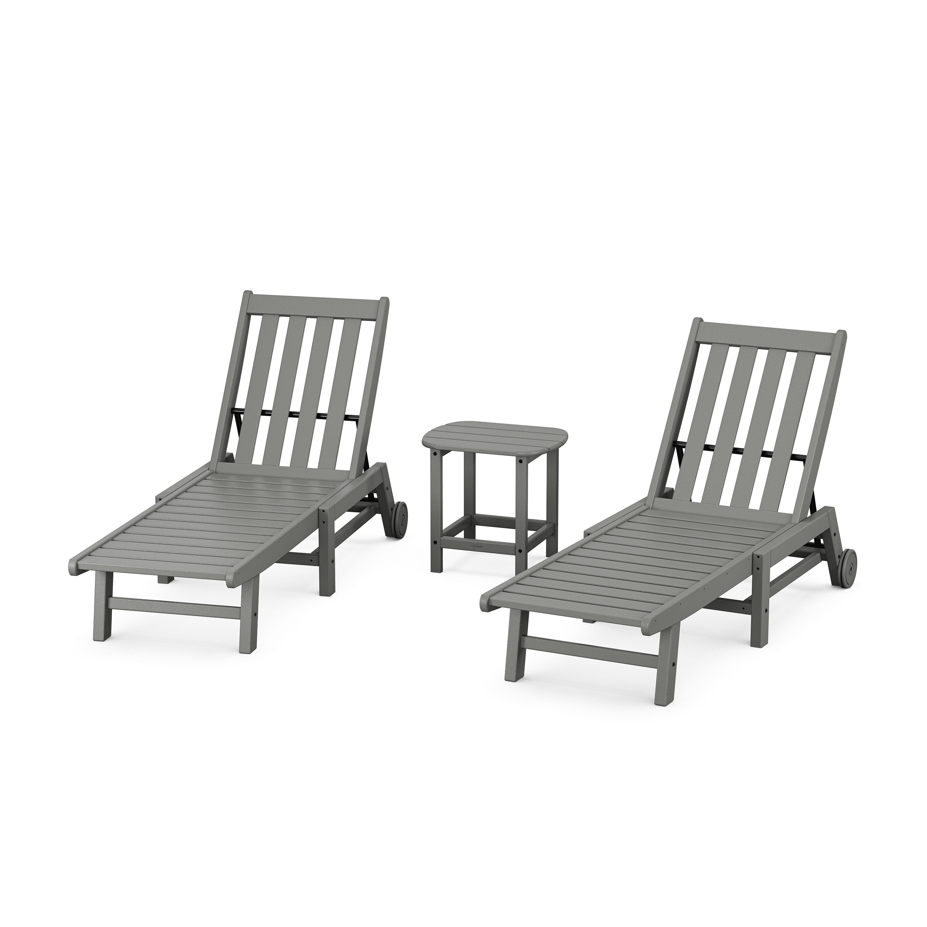 Vineyard 3-Piece Chaise with Wheels Set