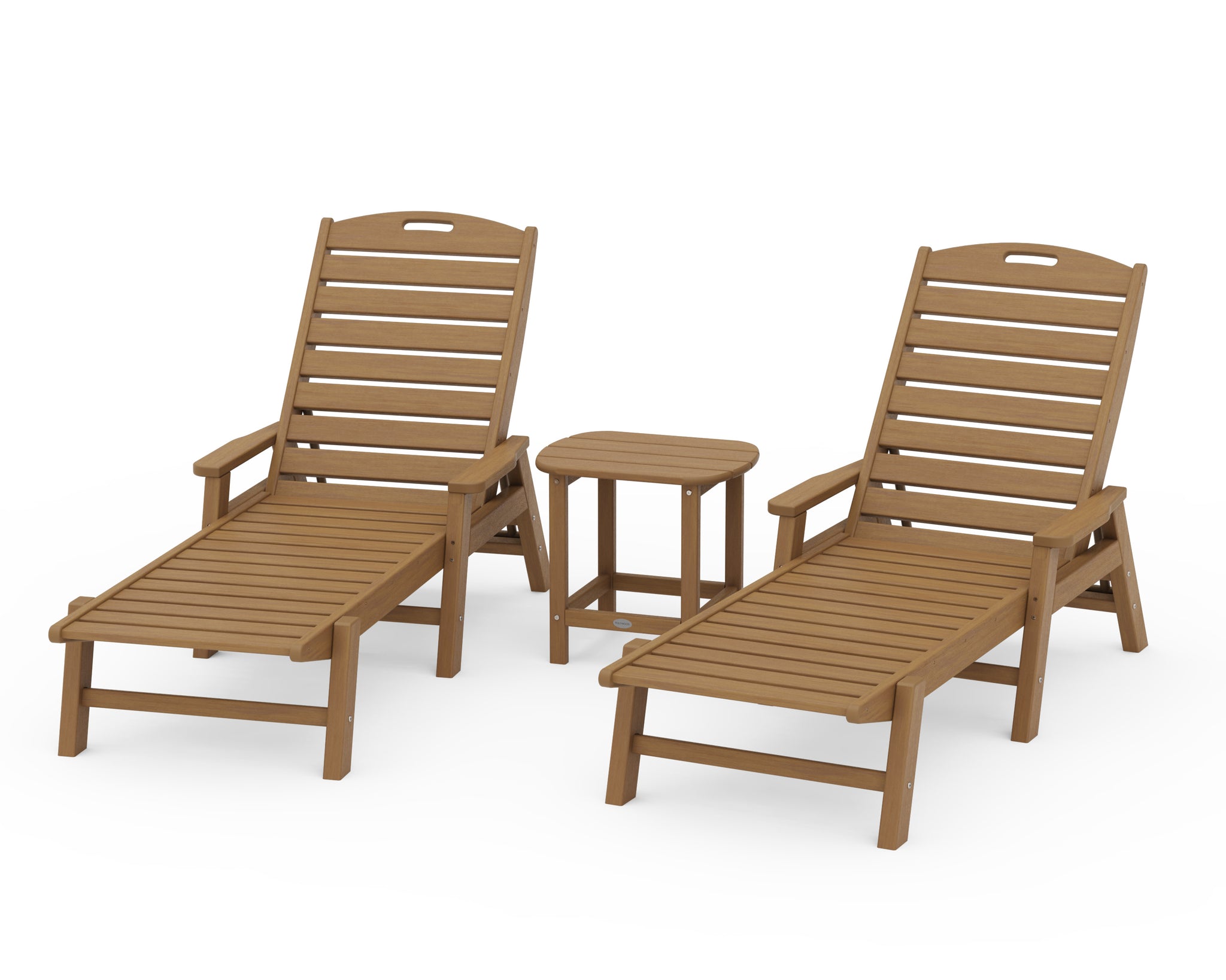 Nautical 3-Piece Chaise Lounge with Arms Set with South Beach 18" Side Table