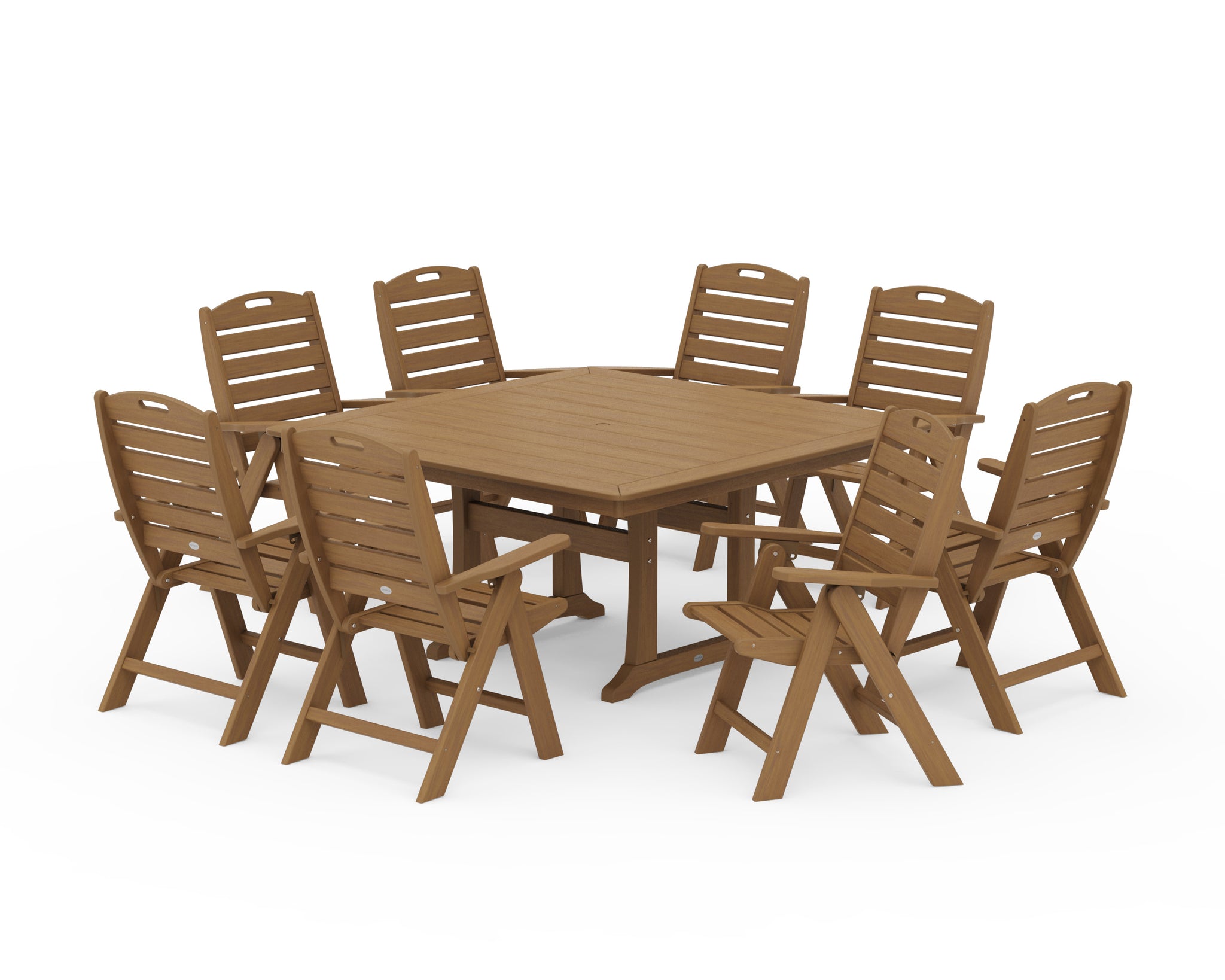 Nautical Highback 9-Piece Square Dining Set with Trestle Legs