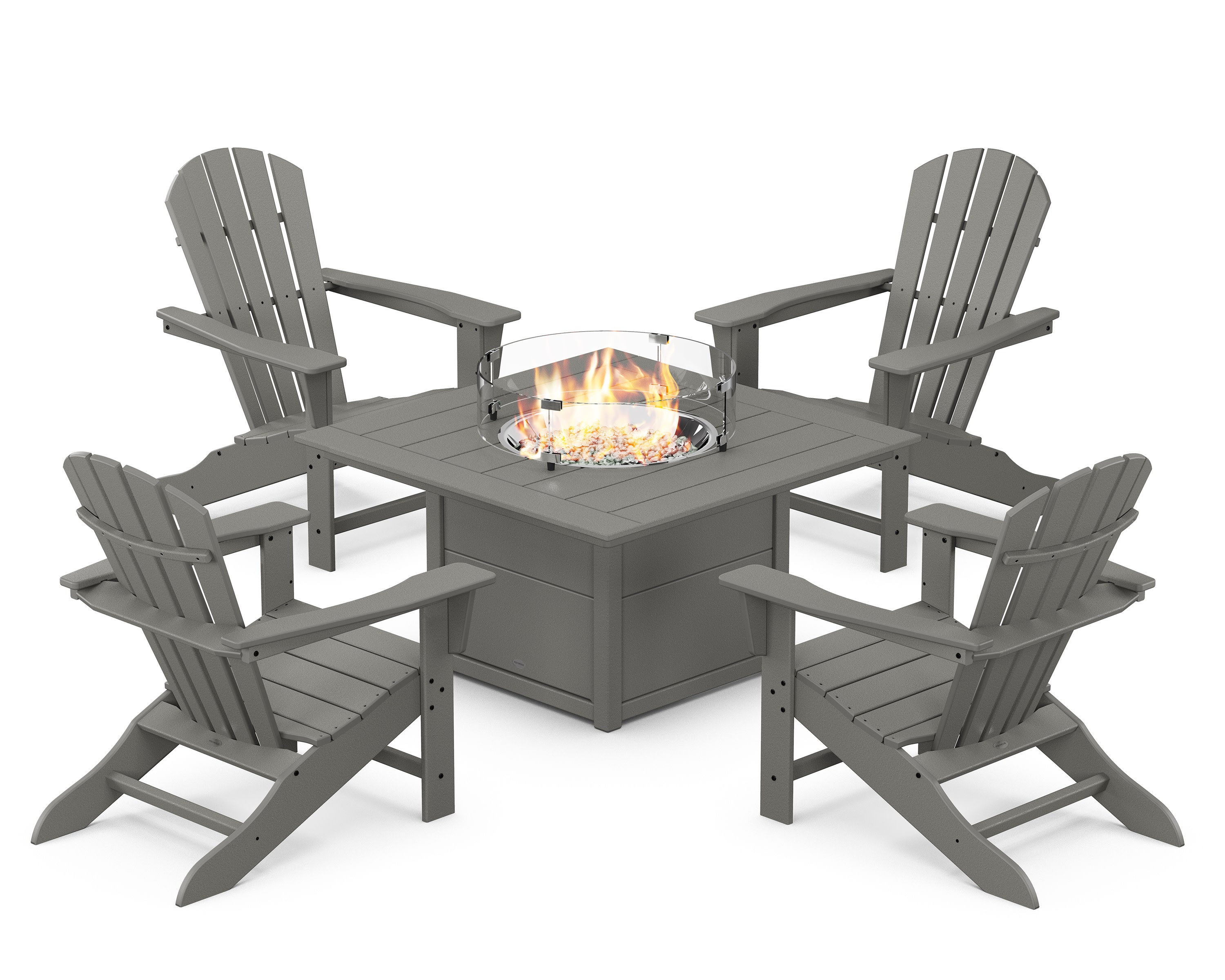 Palm Coast 5-Piece Adirondack Chair Conversation Set with Fire Pit Table