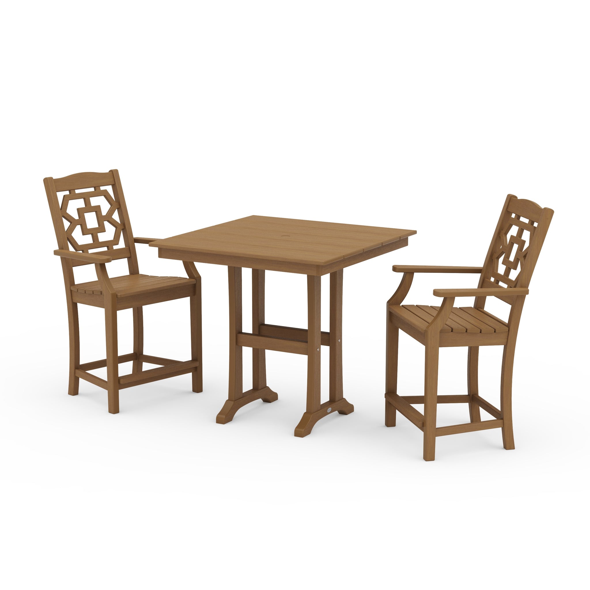 Chinoiserie 3-Piece Farmhouse Counter Set with Trestle Legs