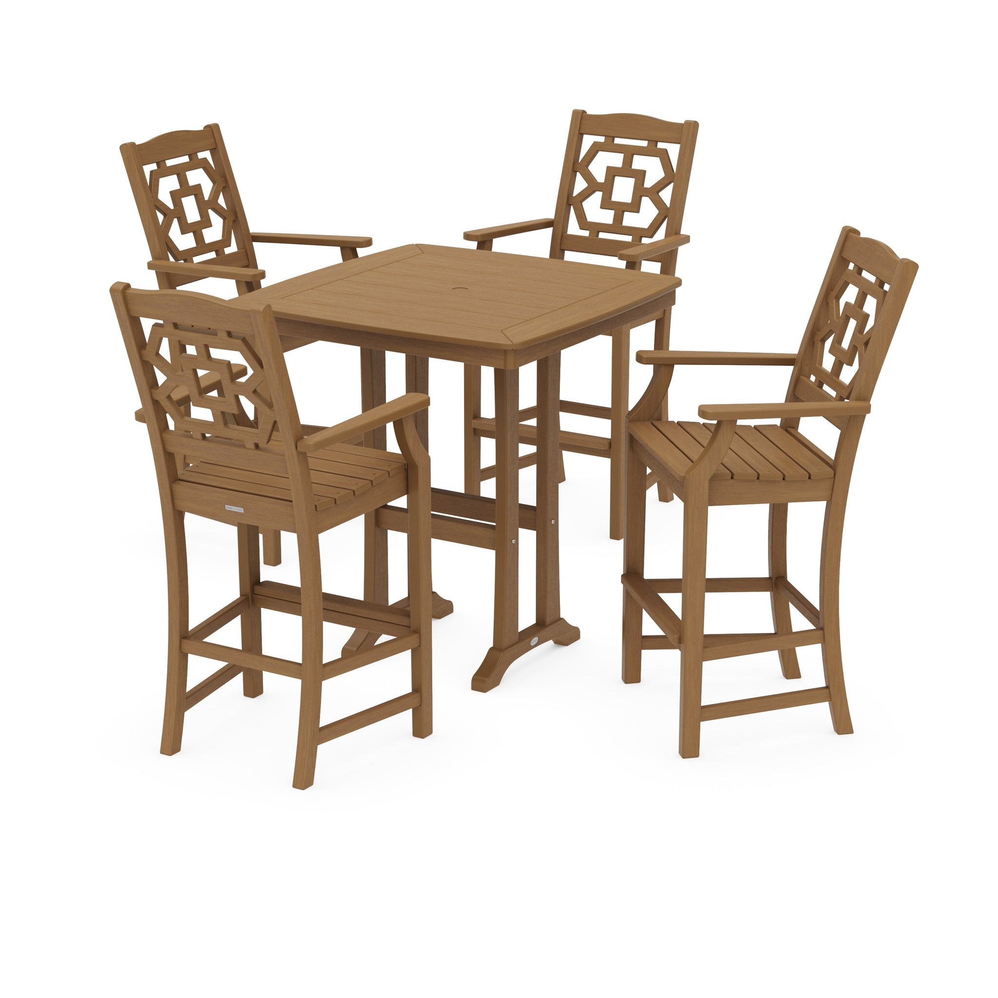 Chinoiserie 5-Piece Bar Set with Trestle Legs
