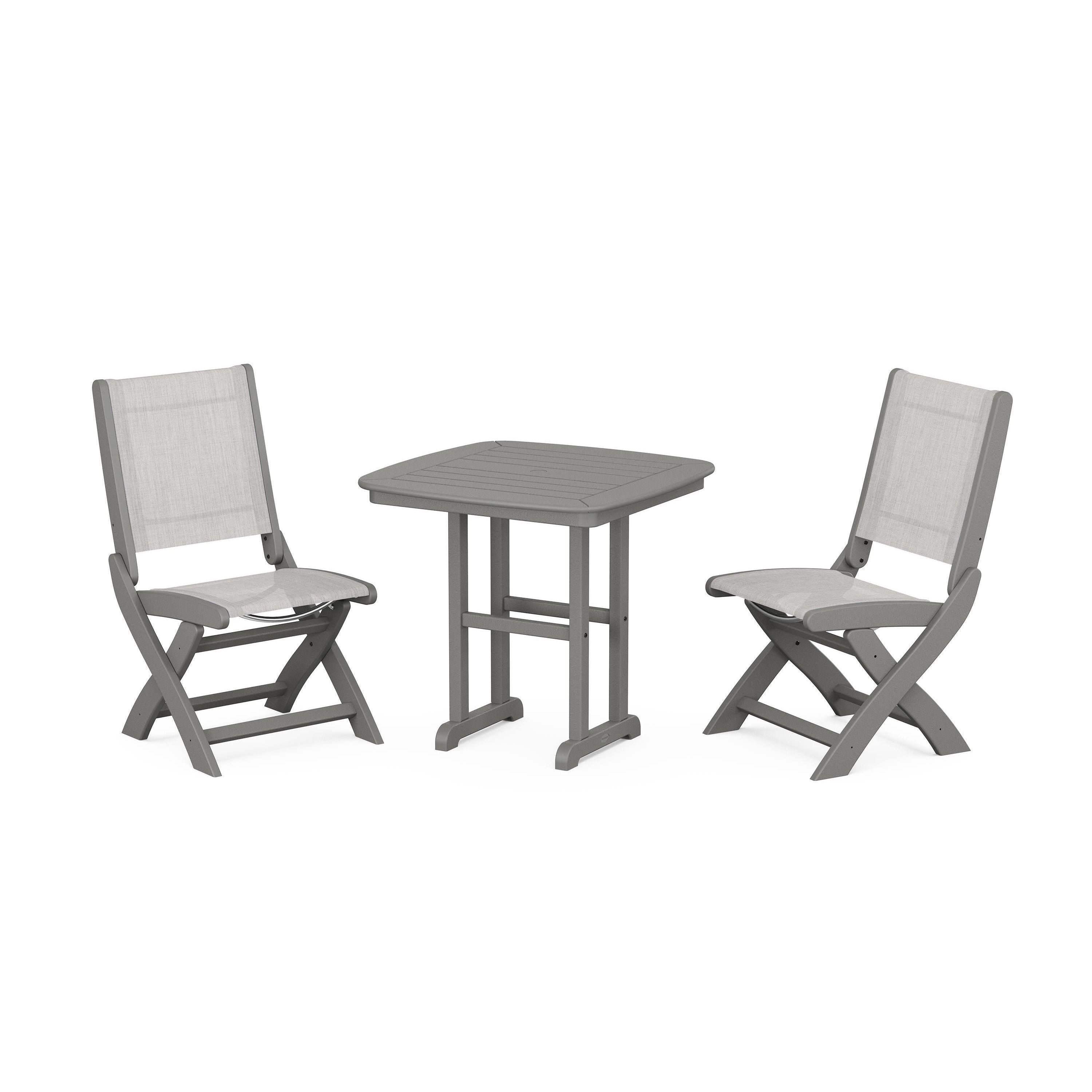 Coastal Folding Side Chair 3-Piece Dining Set
