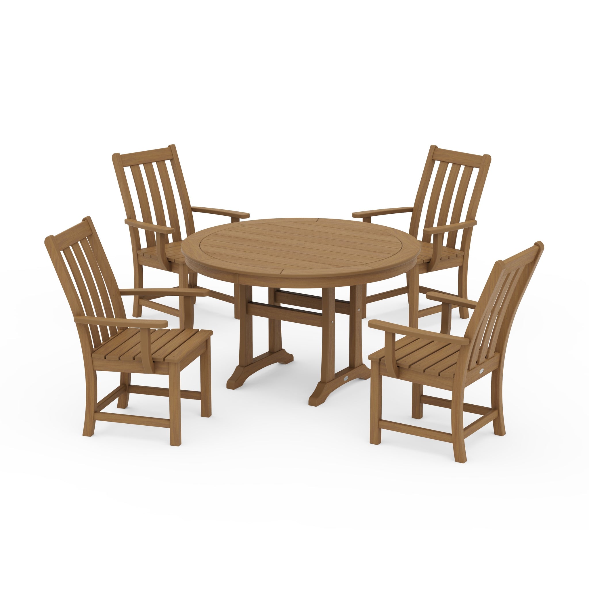 Vineyard 5-Piece Round Dining Set with Trestle Legs