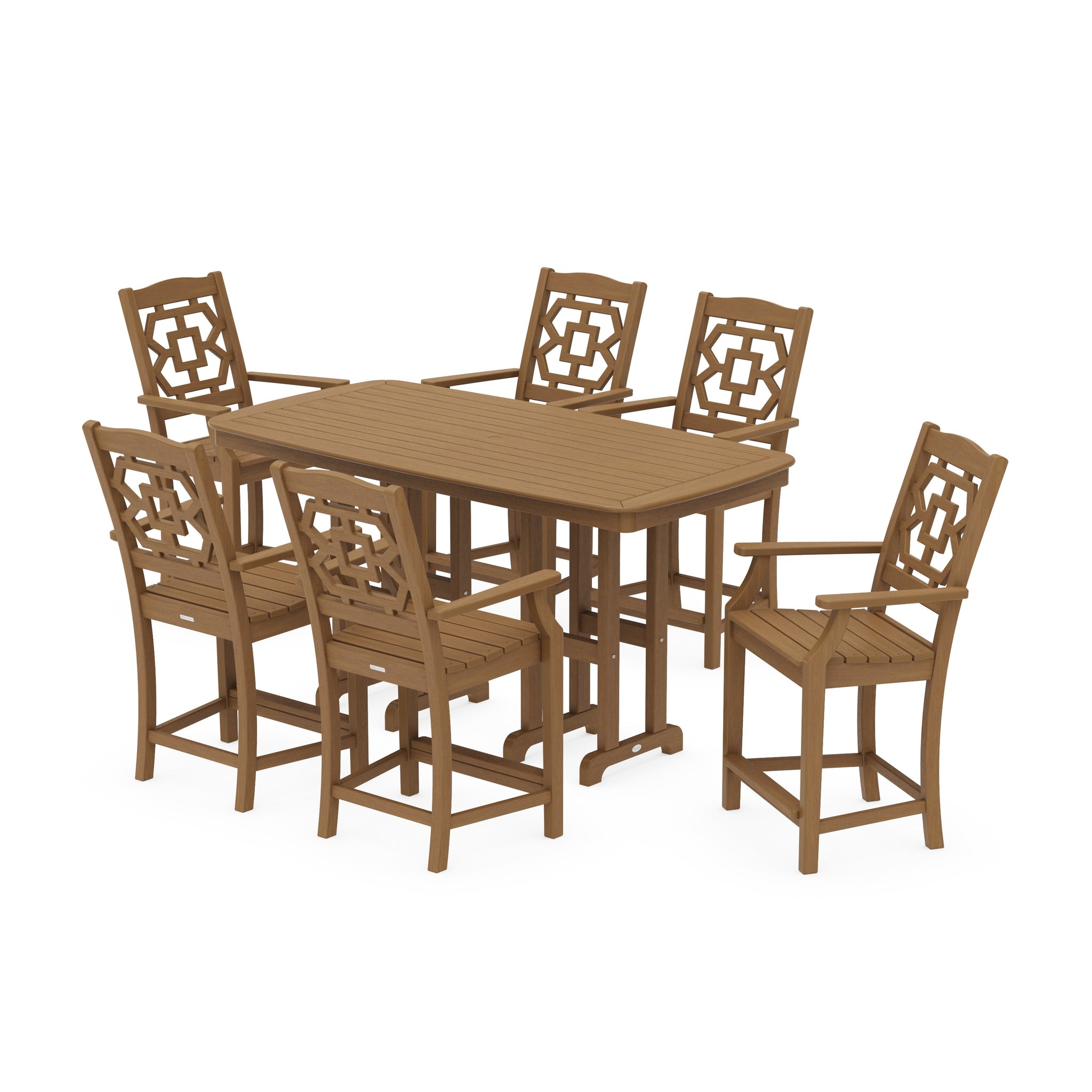 Chinoiserie Arm Chair 7-Piece Counter Set