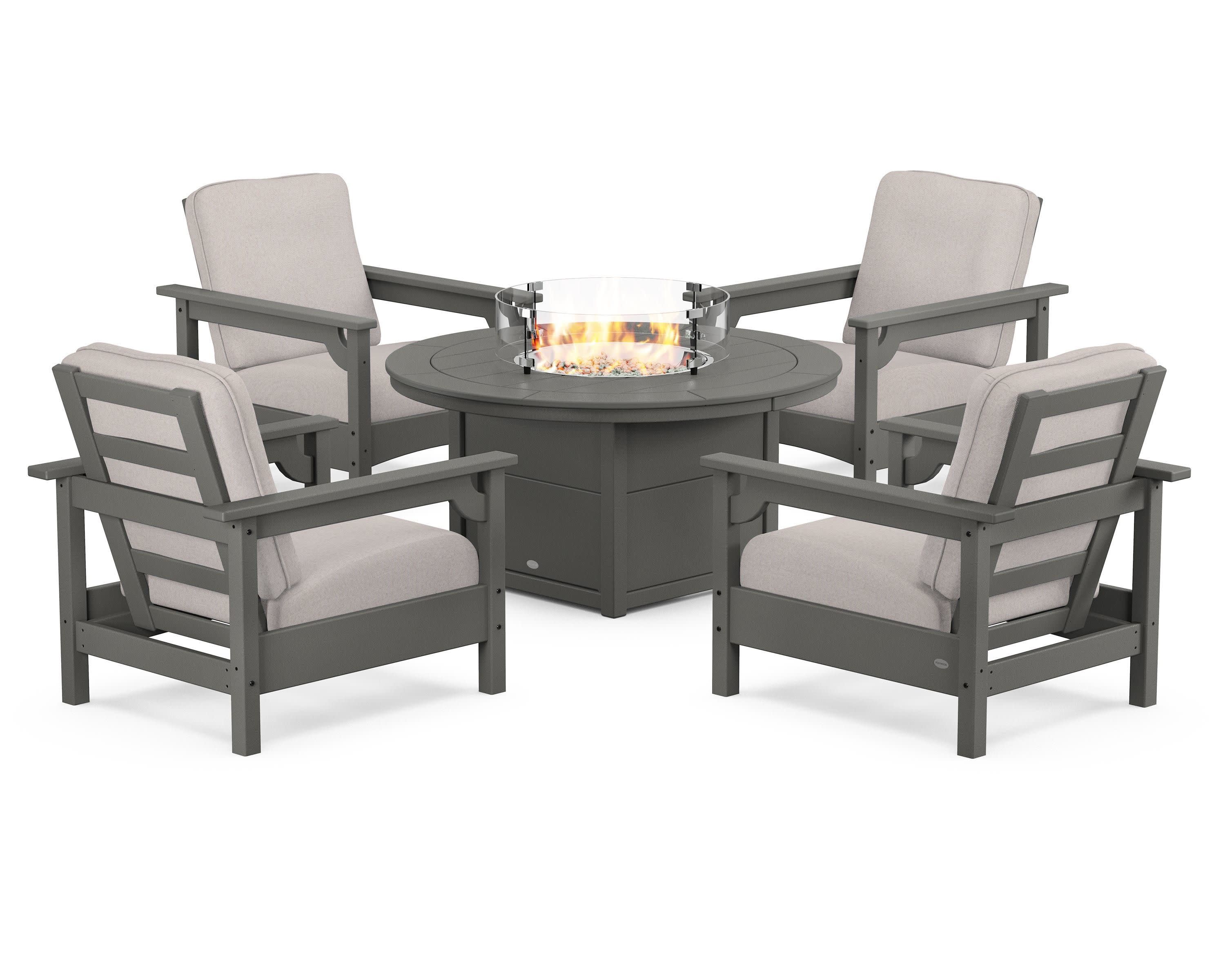 Club 5-Piece Conversation Set with Fire Pit Table