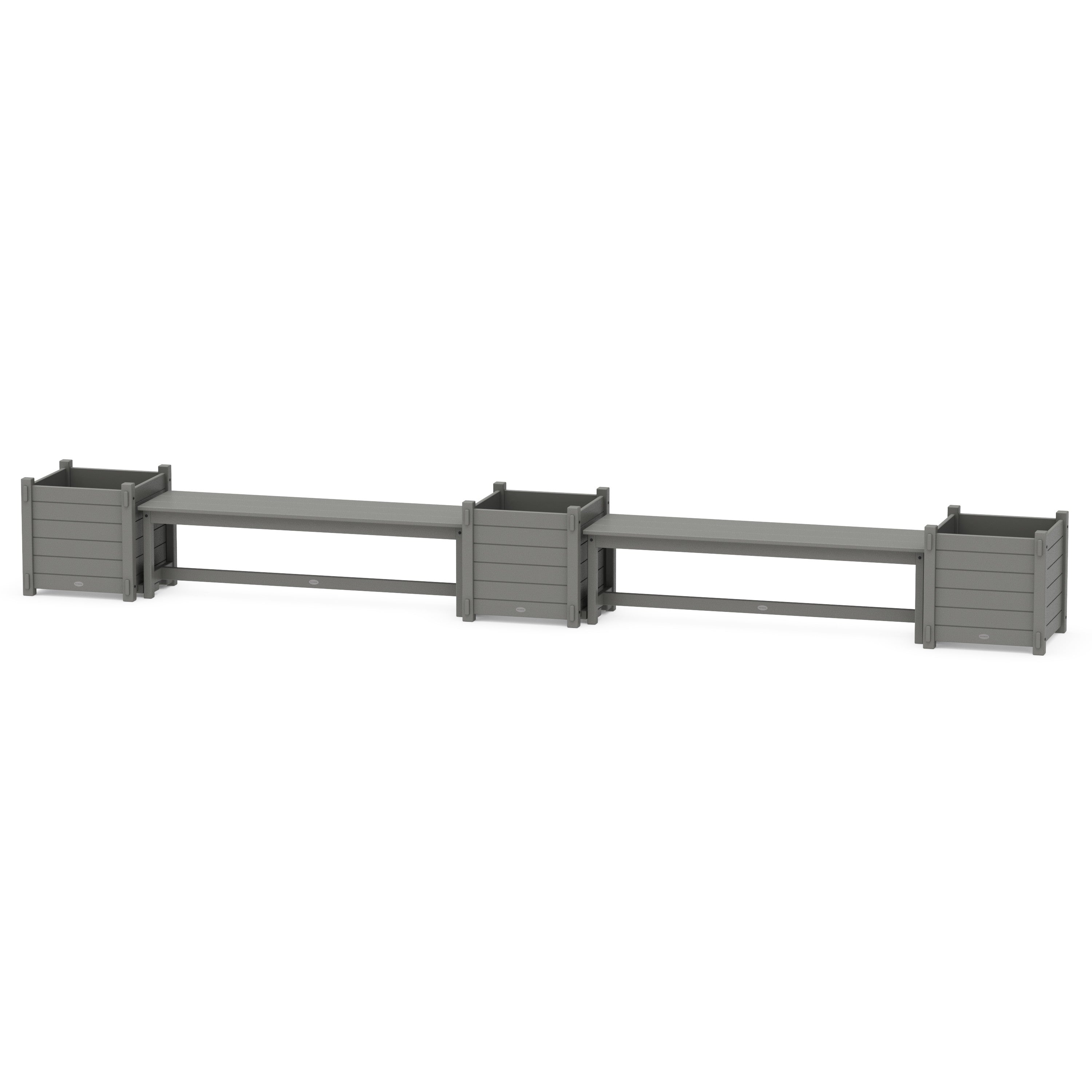 60" Nautical Straight Double Planter Bench Set - Large