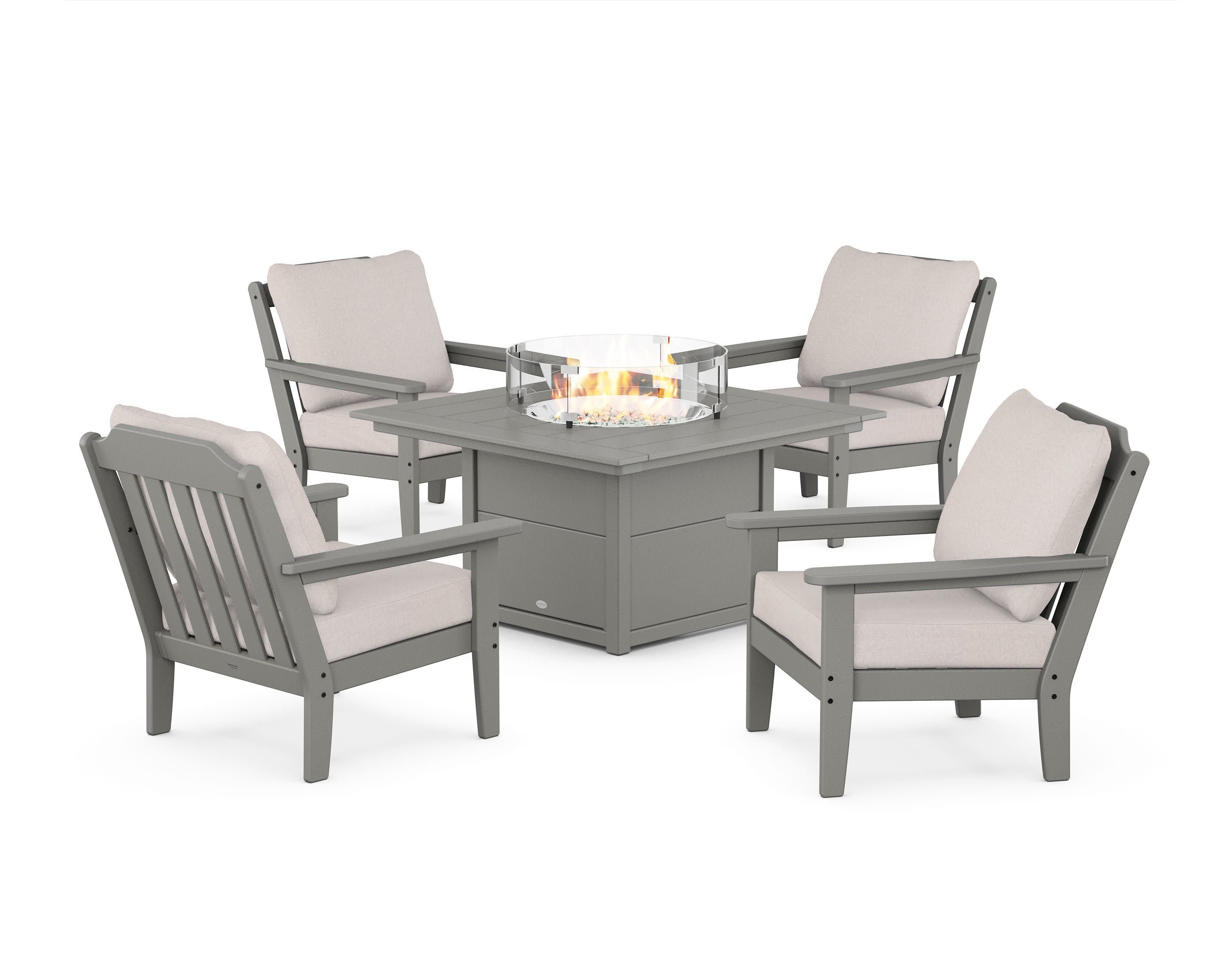 Cottage 5-Piece Deep Seating Set with Fire Pit Table