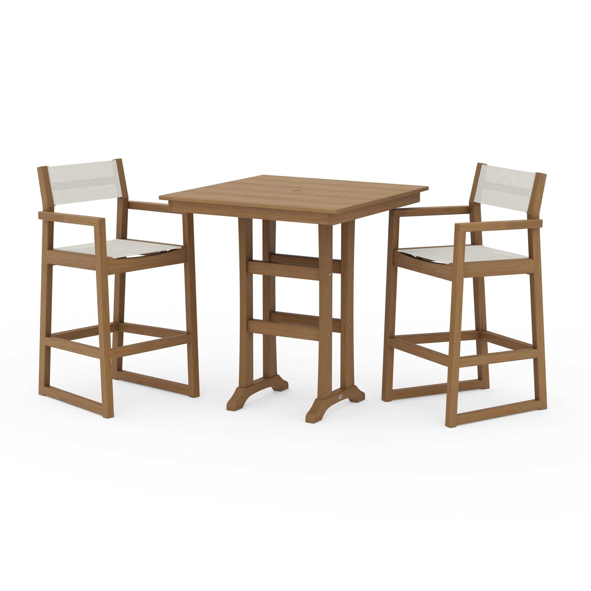 EDGE Sling Arm Chair 3-Piece Farmhouse Bar Set with Trestle Legs