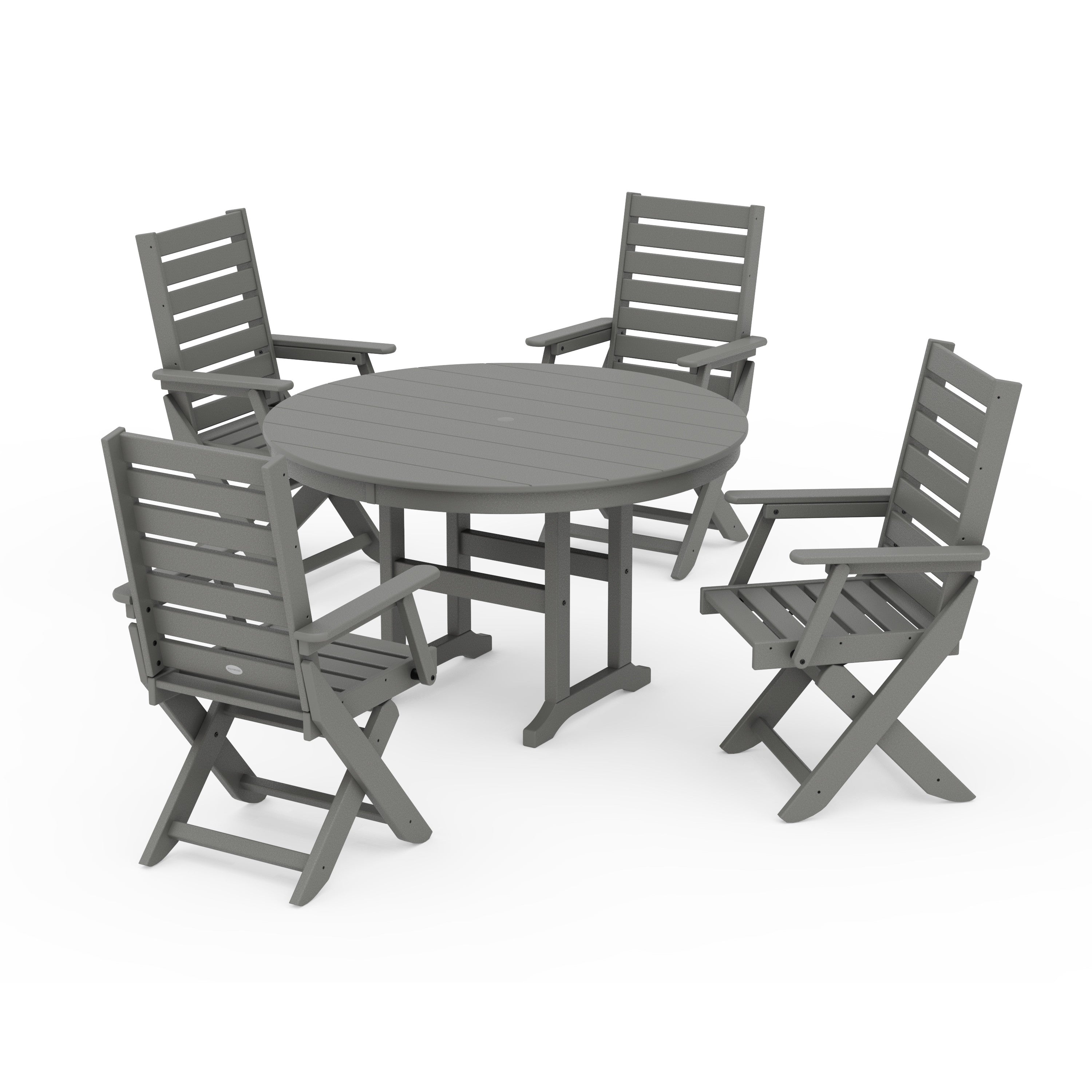 Captain Folding Chair 5-Piece Round Dining Set