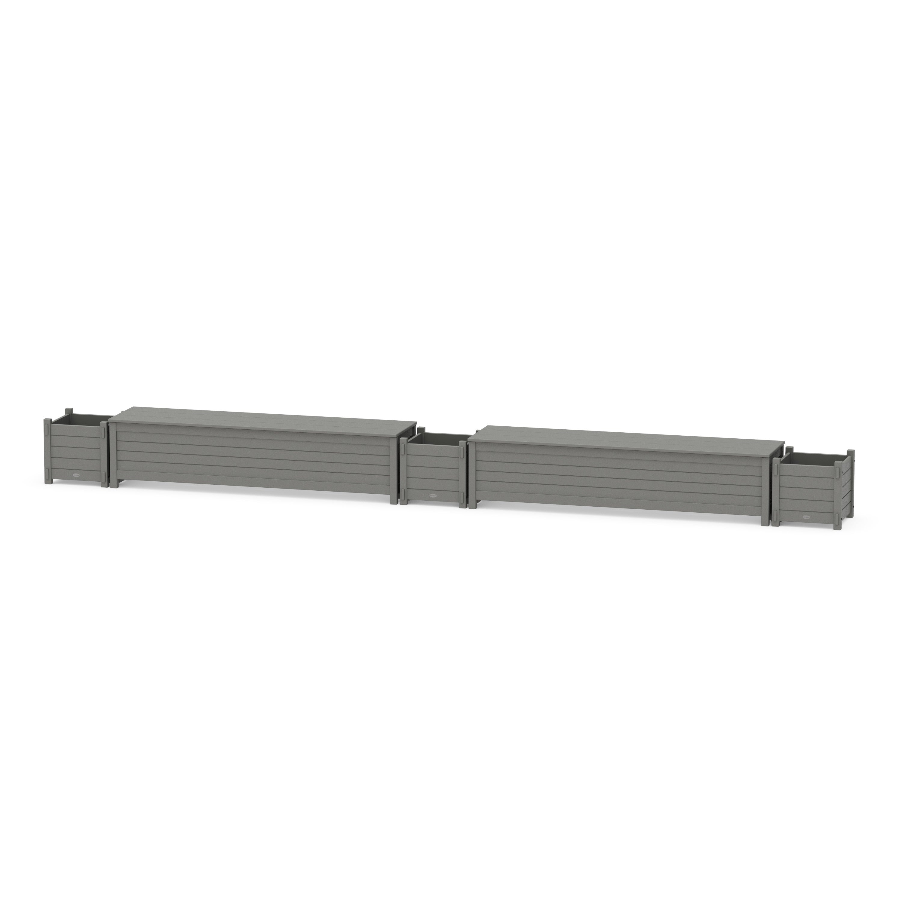 72" Nautical Straight Double Planter Storage Bench Set