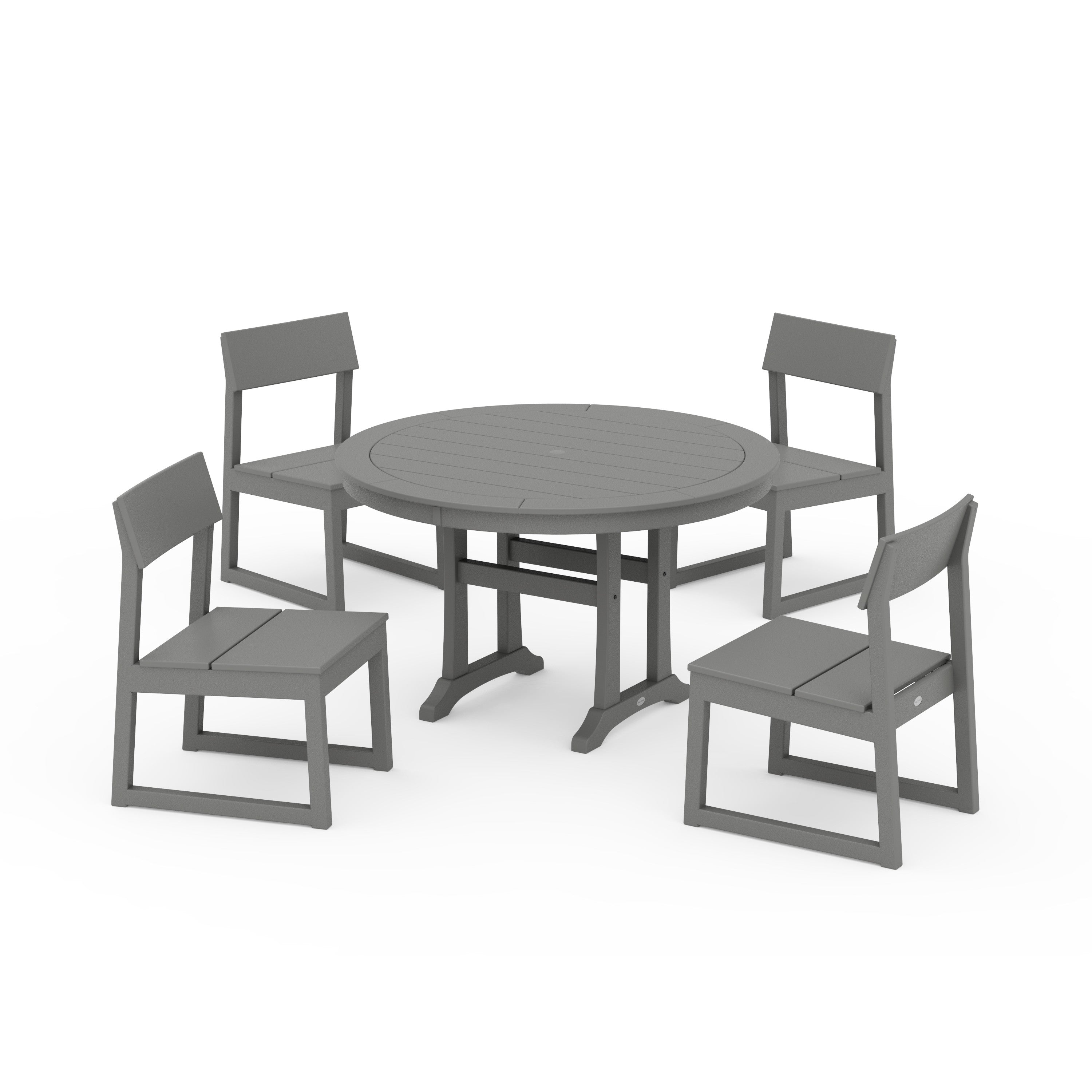 EDGE Side Chair 5-Piece Round Dining Set With Trestle Legs