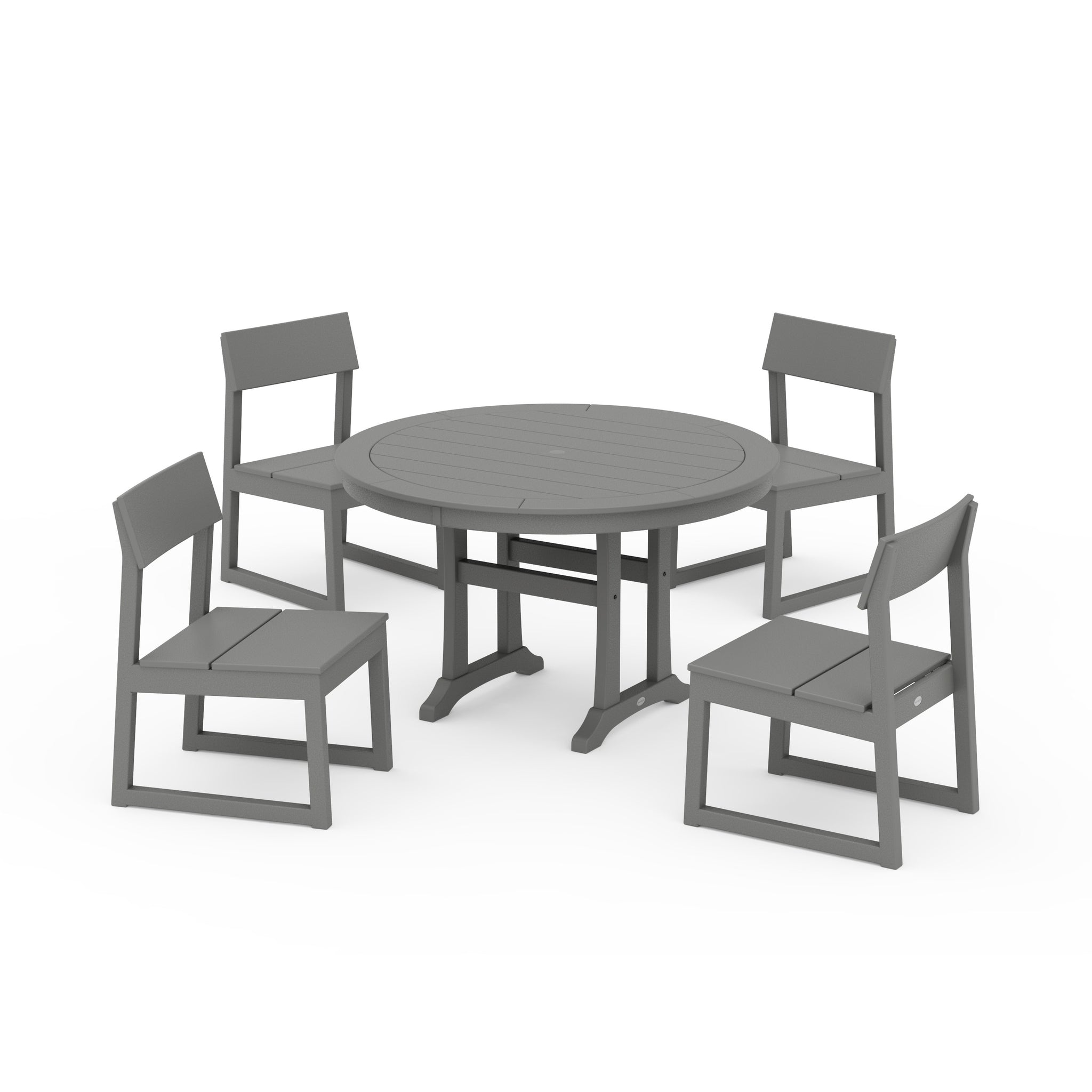 EDGE Side Chair 5-Piece Round Dining Set With Trestle Legs