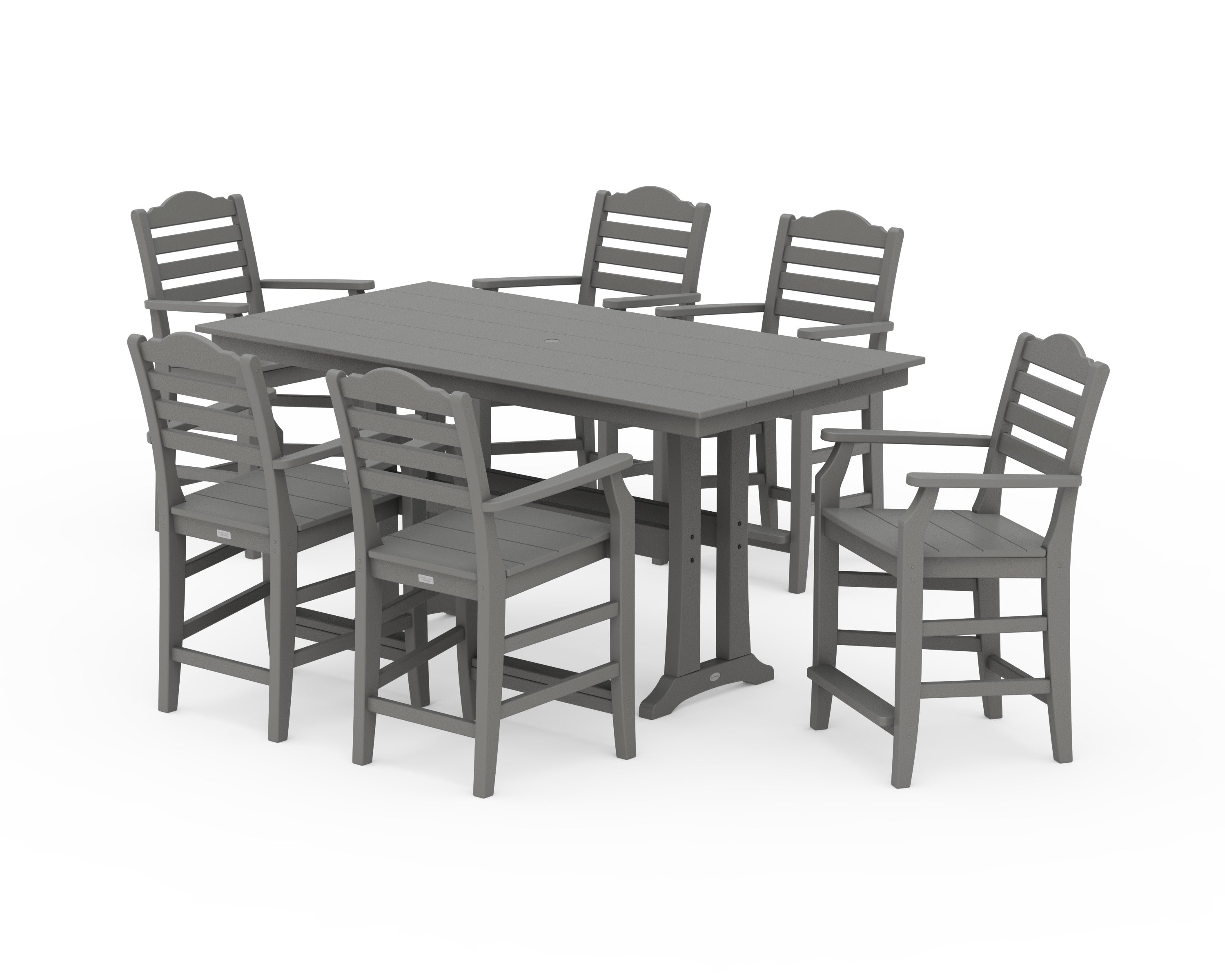 Savannah Arm Chair 7-Piece Farmhouse Counter Set with Trestle Legs