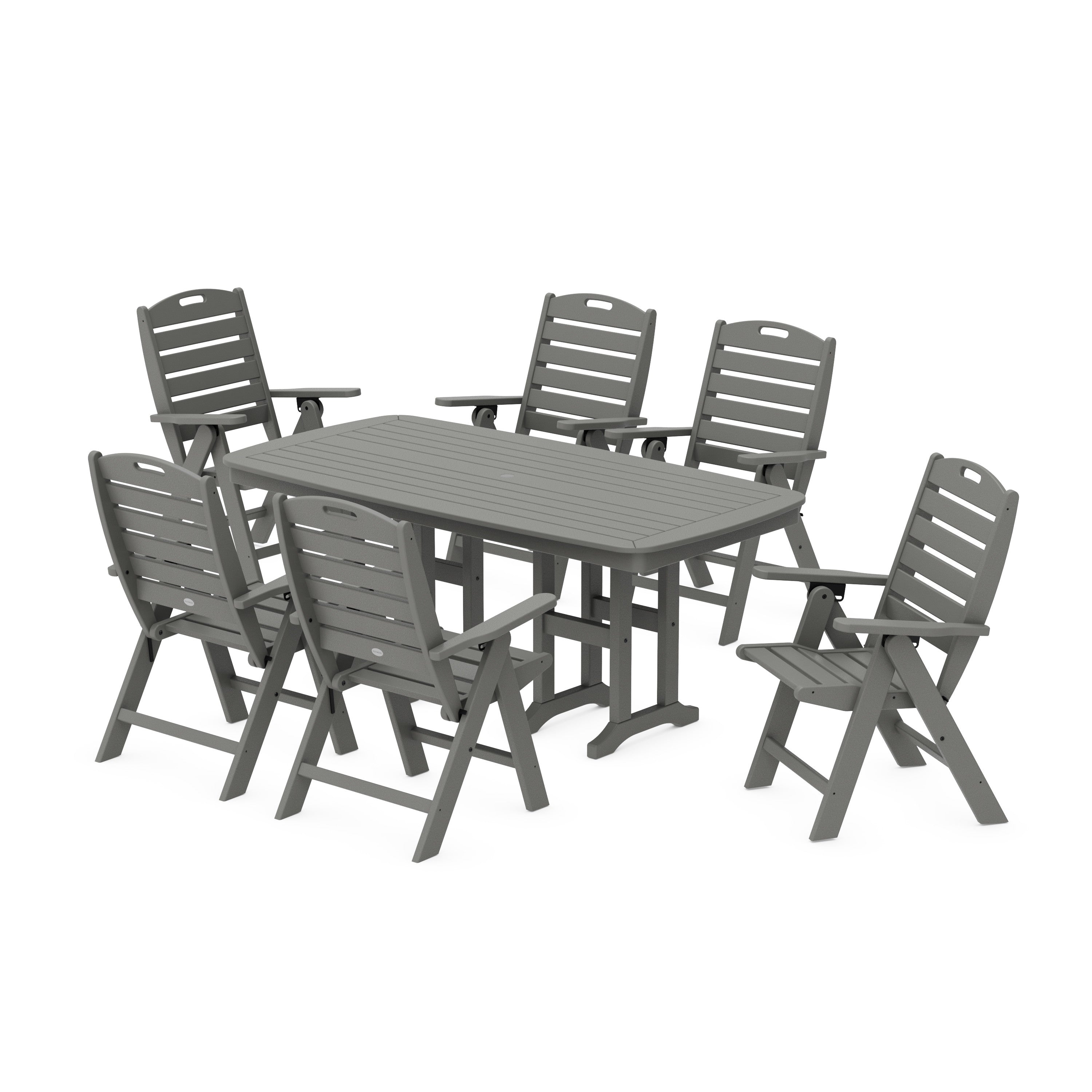 Nautical Folding Highback Chair 7-Piece Dining Set