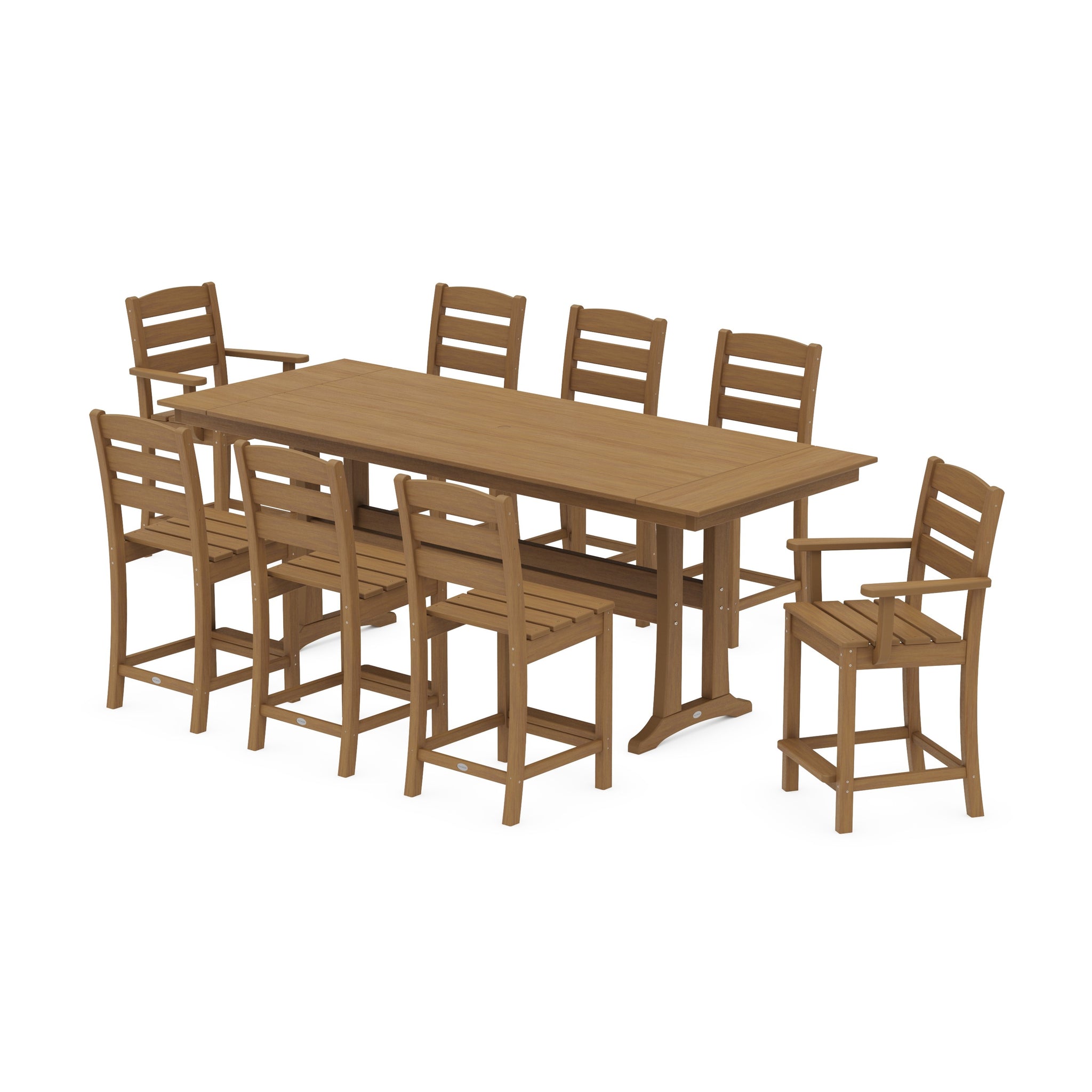 Lakeside 9-Piece Farmhouse Counter Set with Trestle Legs