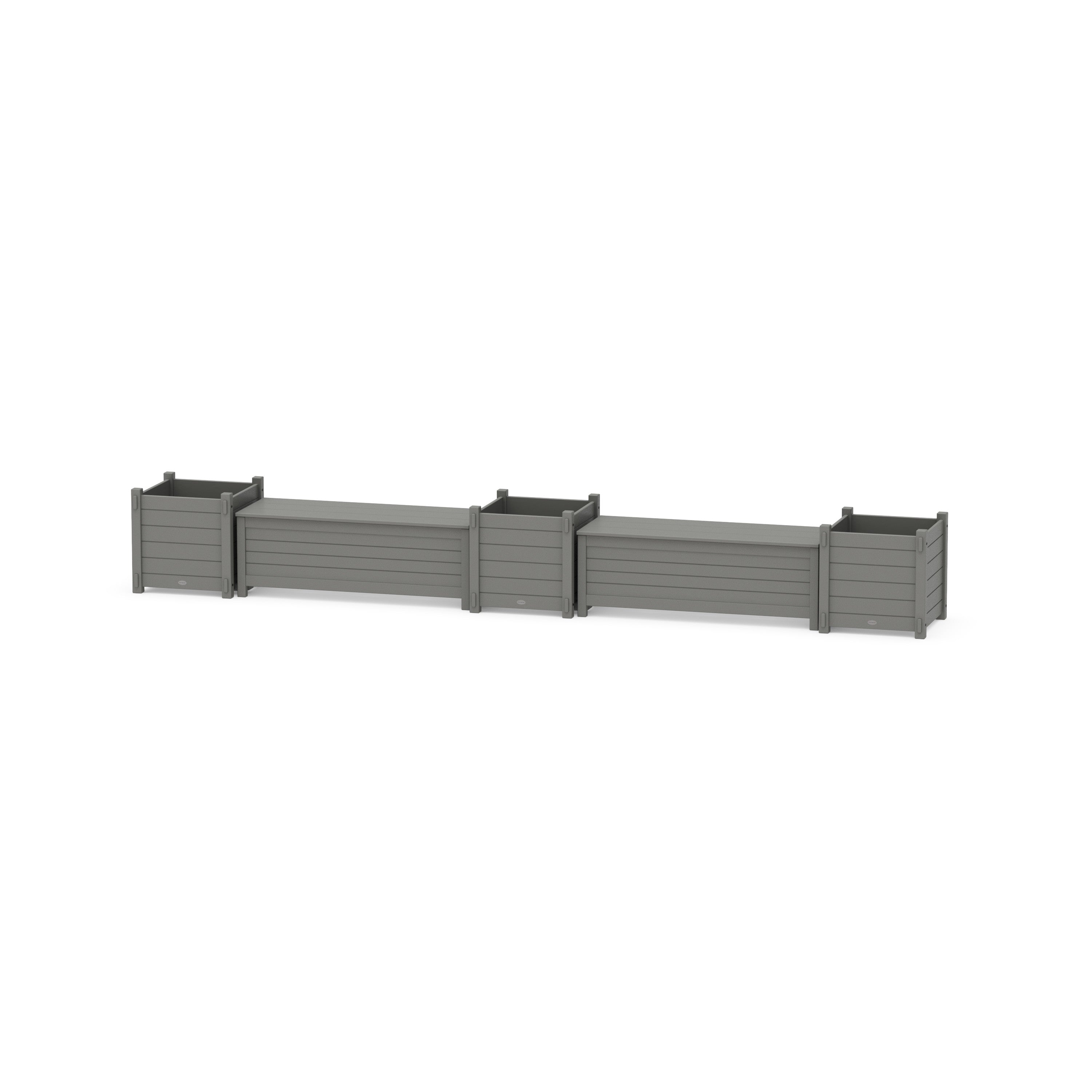 48" Nautical Straight Double Planter Storage Bench Set- Large