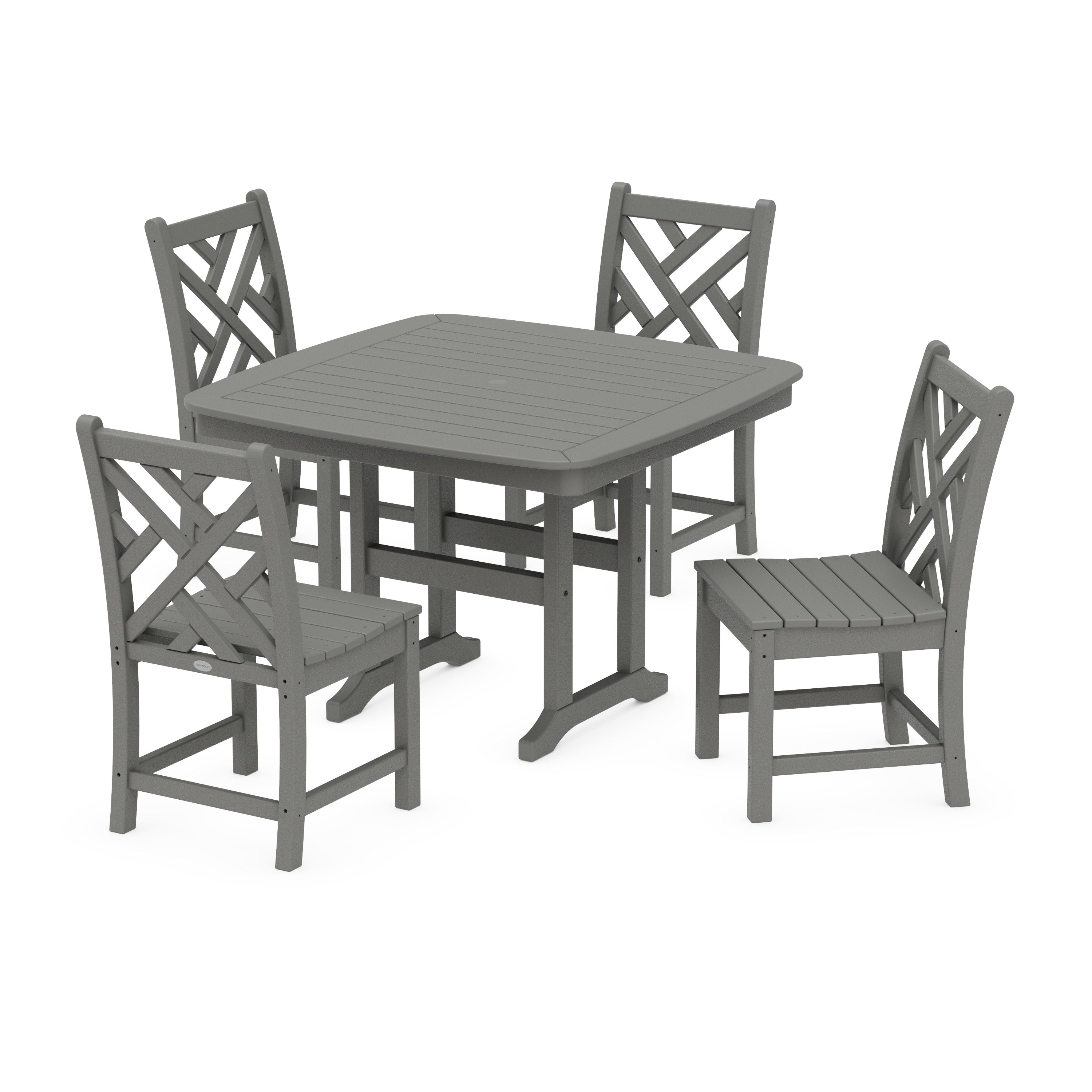 Chippendale Side Chair 5-Piece Dining Set with Trestle Legs