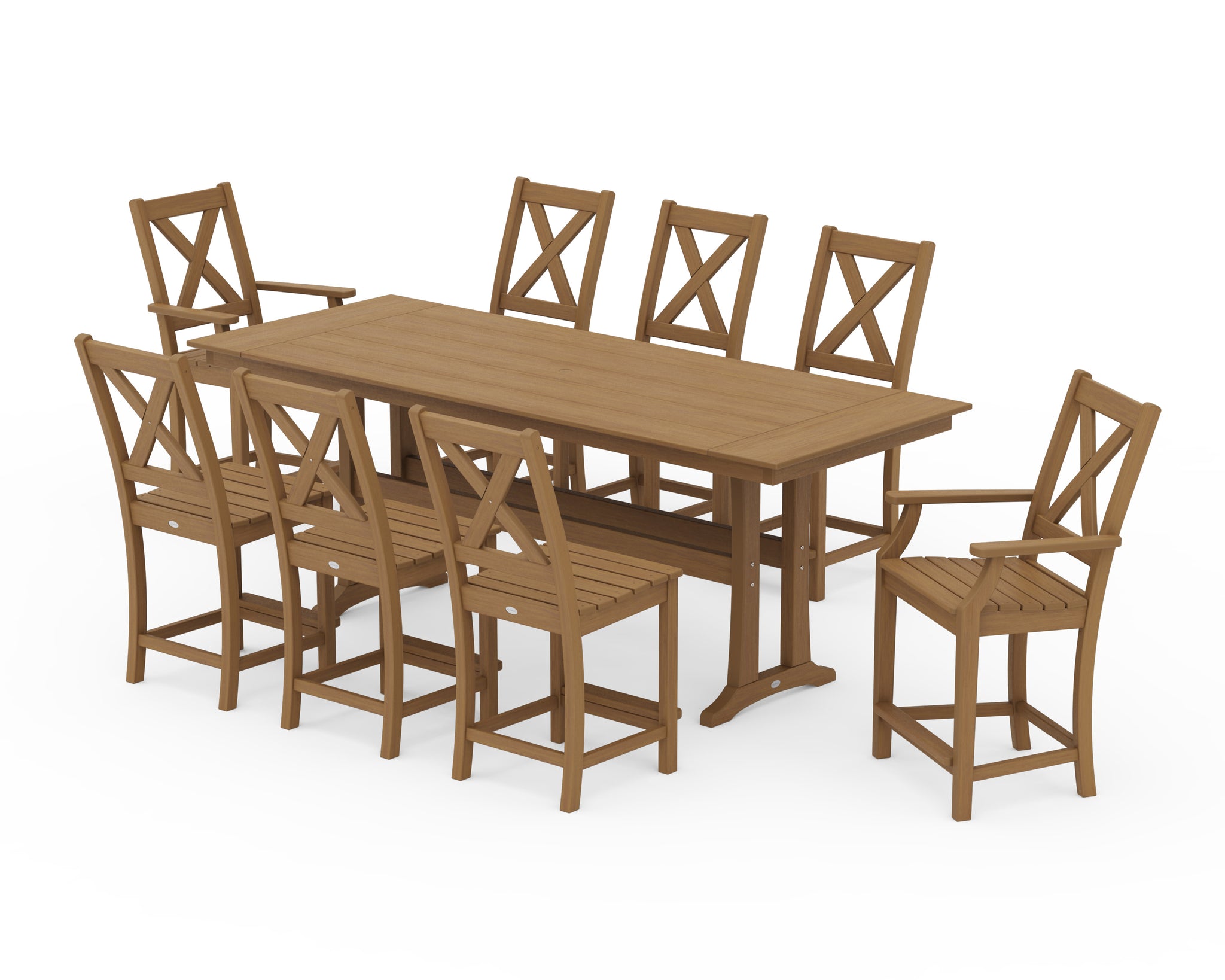 Braxton 9-Piece Farmhouse Counter Set with Trestle Legs