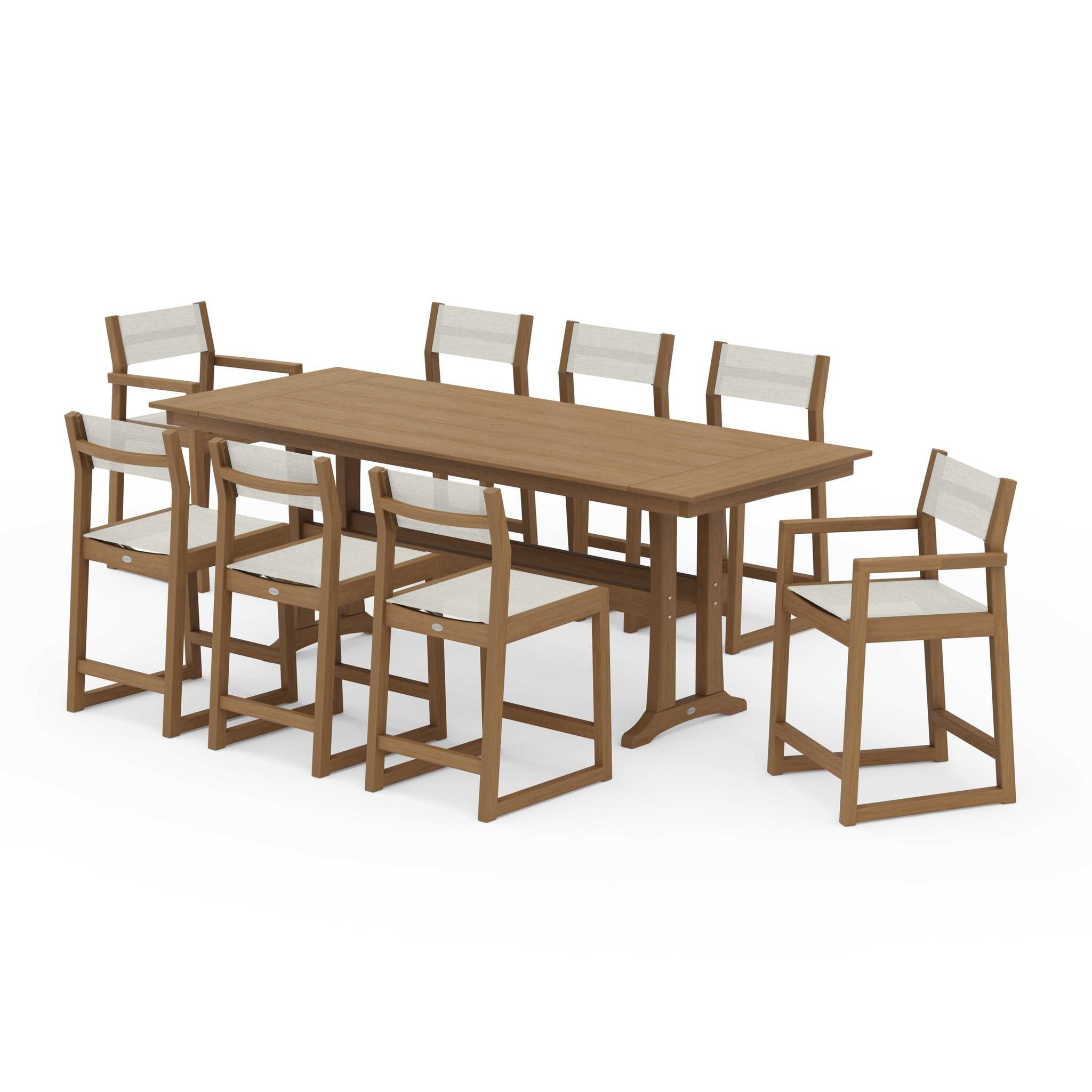 EDGE Sling 9-Piece Farmhouse Counter Set with Trestle Legs