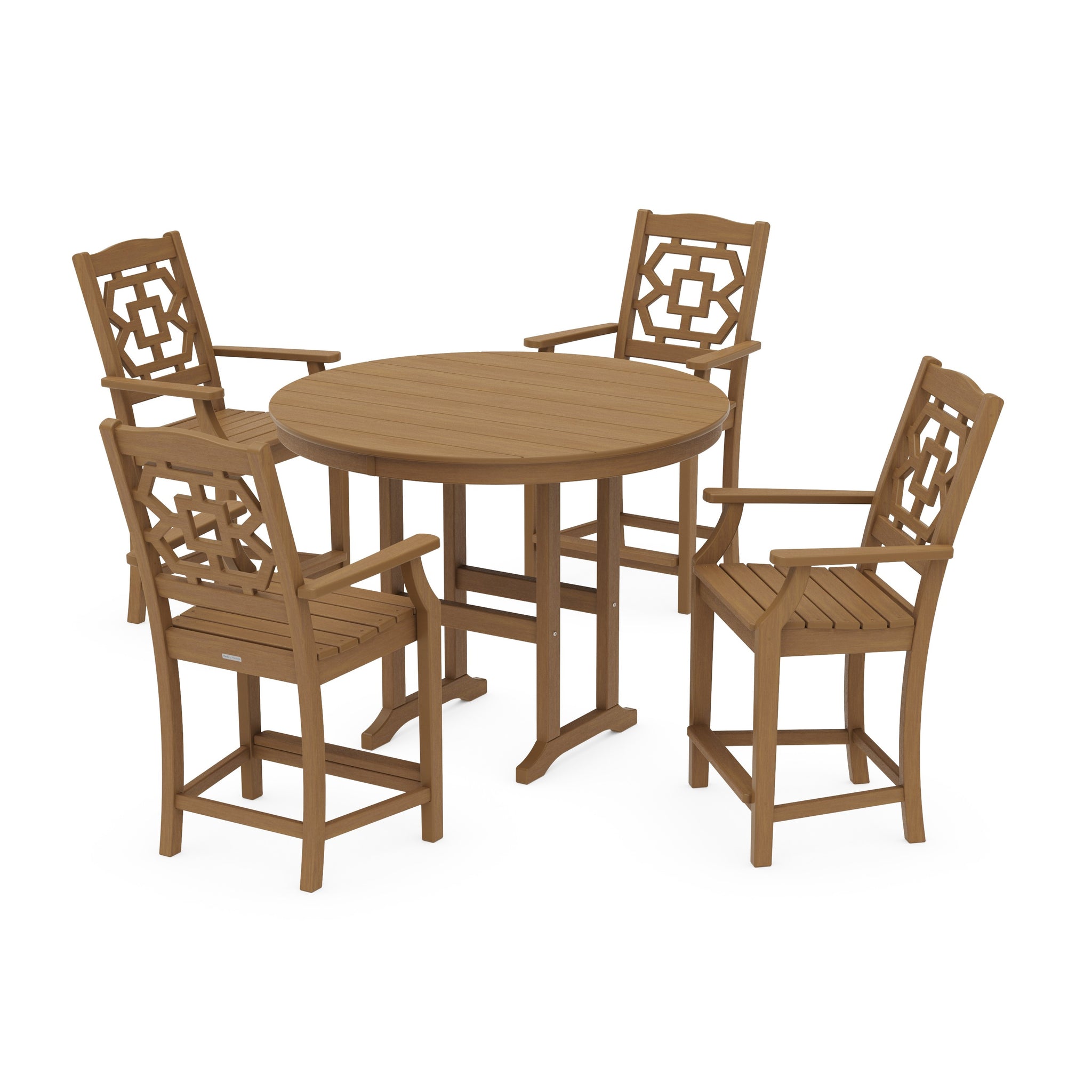 Chinoiserie 5-Piece Round Farmhouse Counter Set