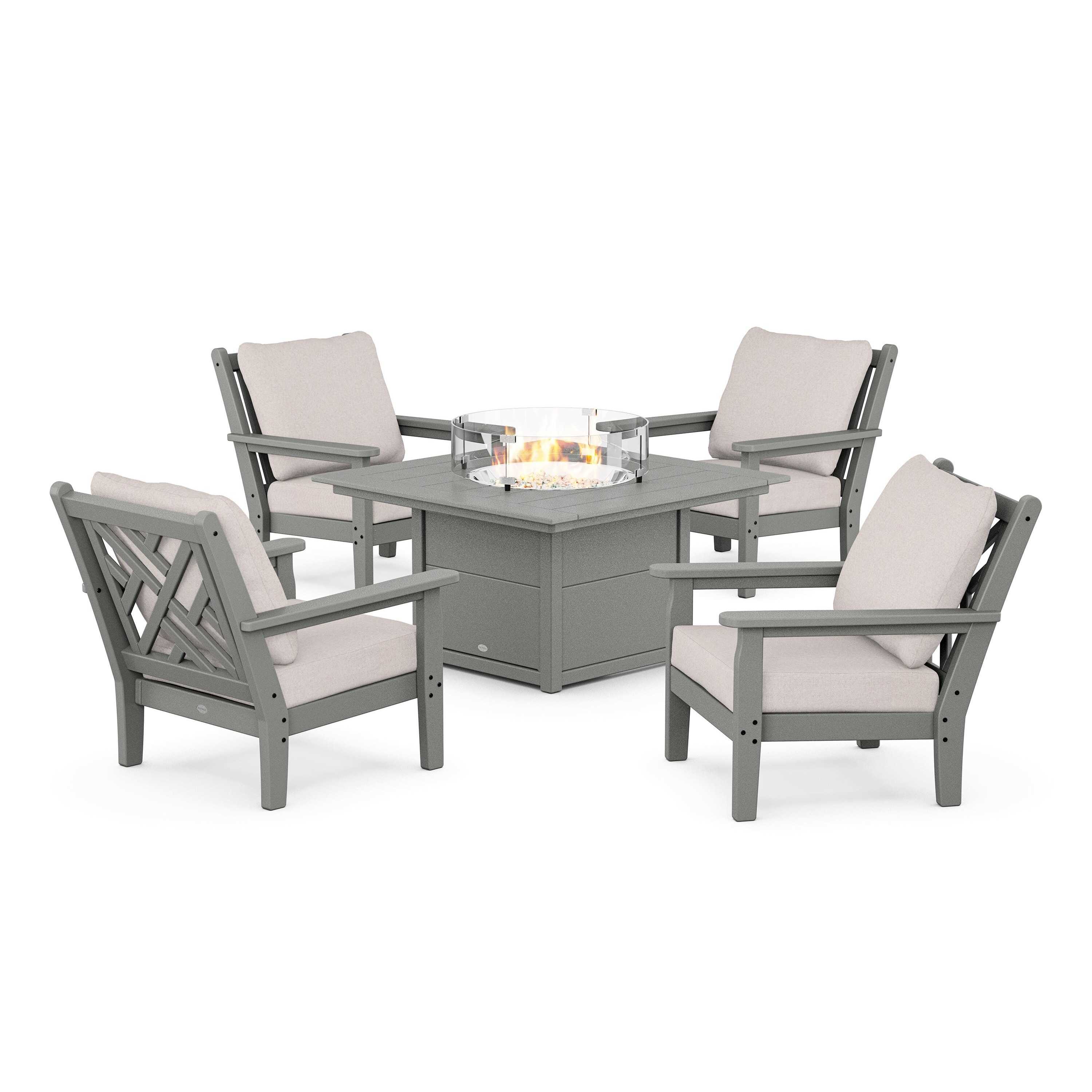 Chippendale 5-Piece Deep Seating Set with Fire Pit Table