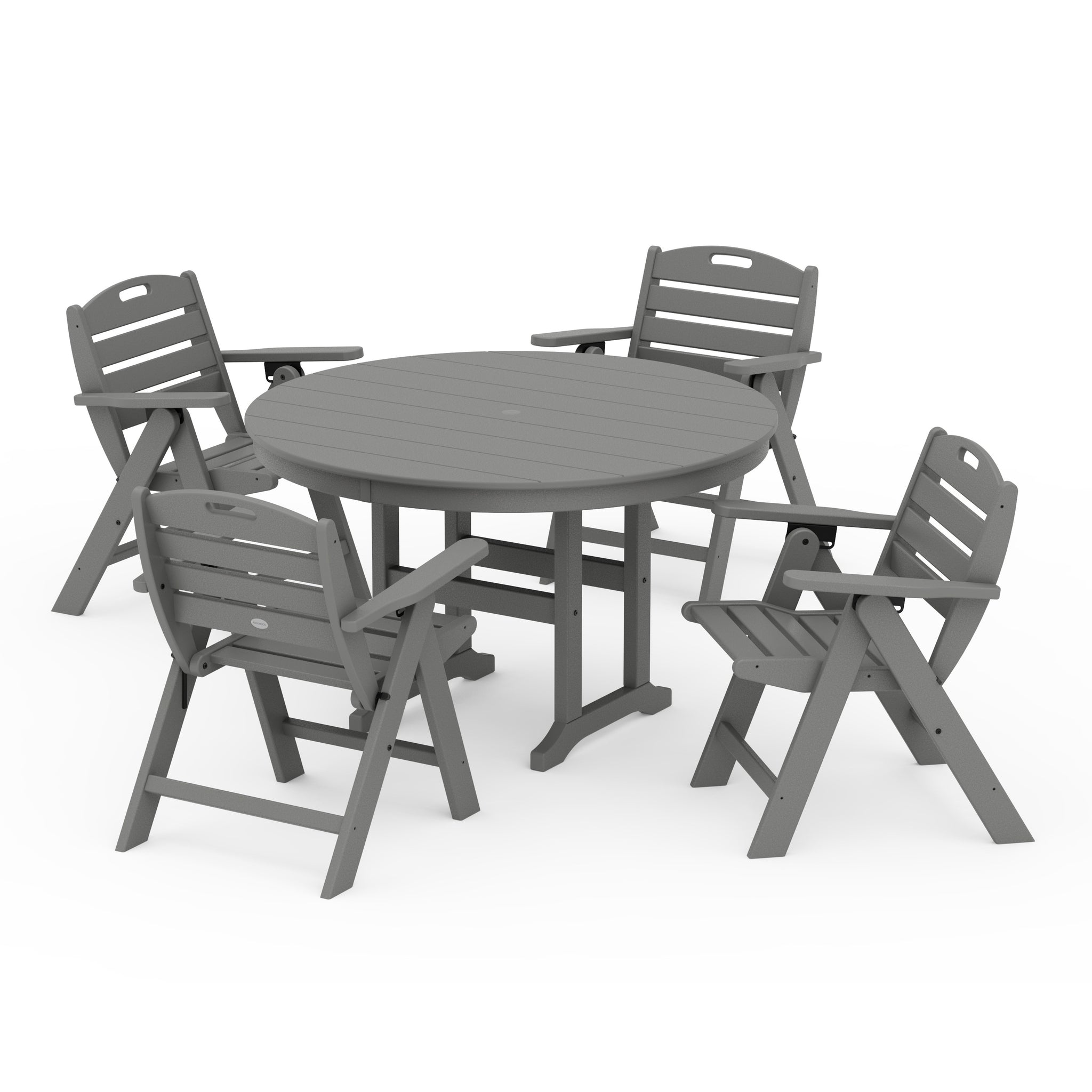 Nautical Folding Lowback Chair 5-Piece Round Farmhouse Dining Set
