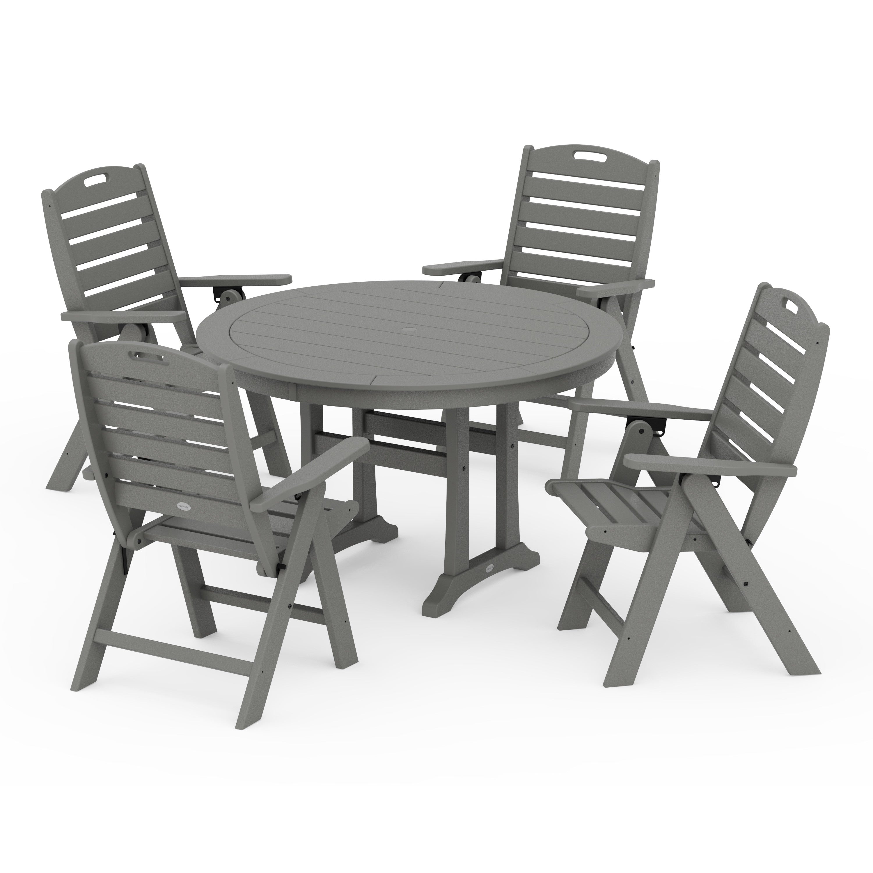 Nautical Highback Chair 5-Piece Round Dining Set with Trestle Legs
