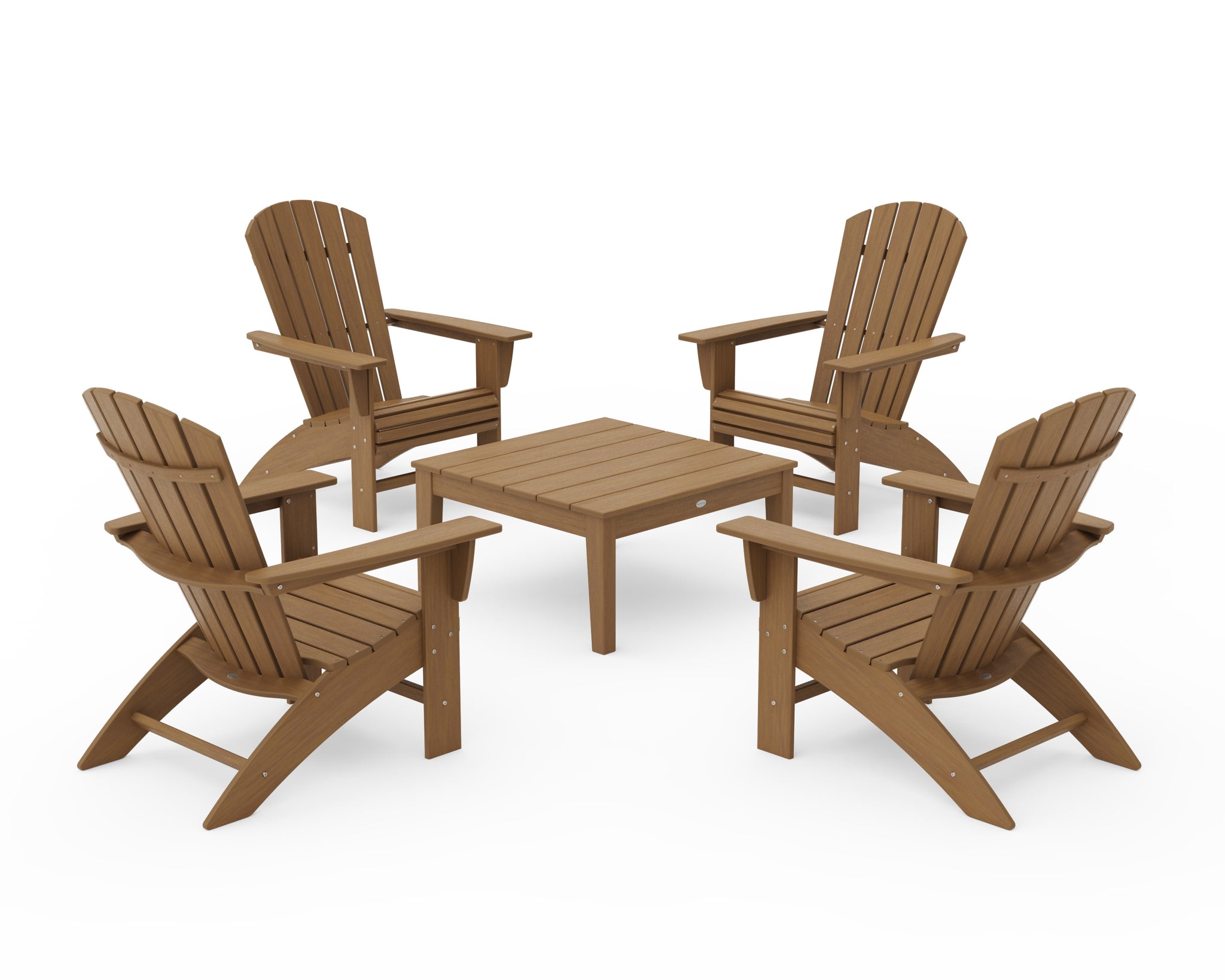 5-Piece Nautical Curveback Adirondack Chair Conversation Set with 36" Conversation Table